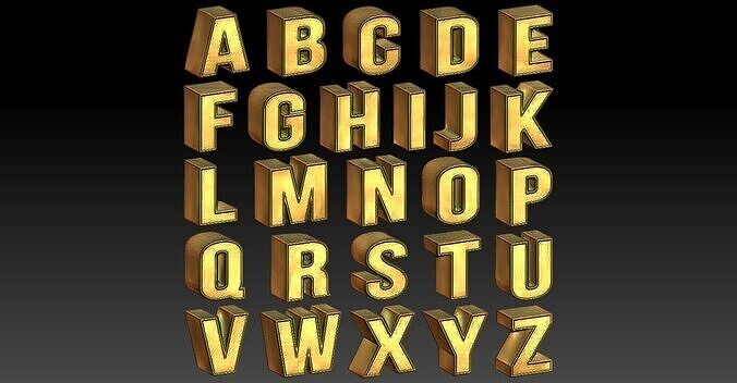 1 26 3D letters CNC Relief Model 3D print model