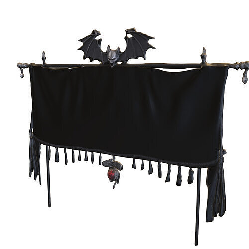 Dark Bat Banner  Gothic Fantasy  Low-poly 3D model