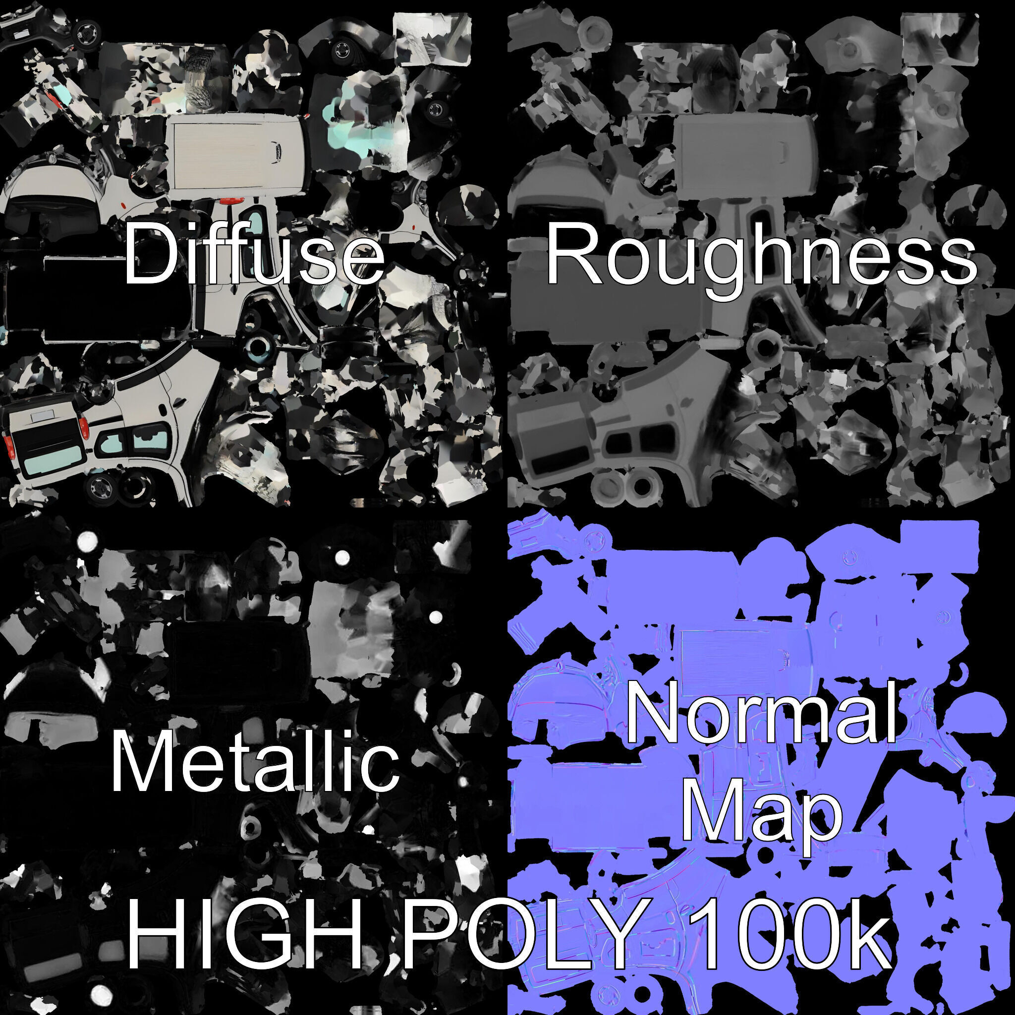 Detailed Urban Taxi Van Model Pack for Realistic Simulations Low-poly 3D model_4