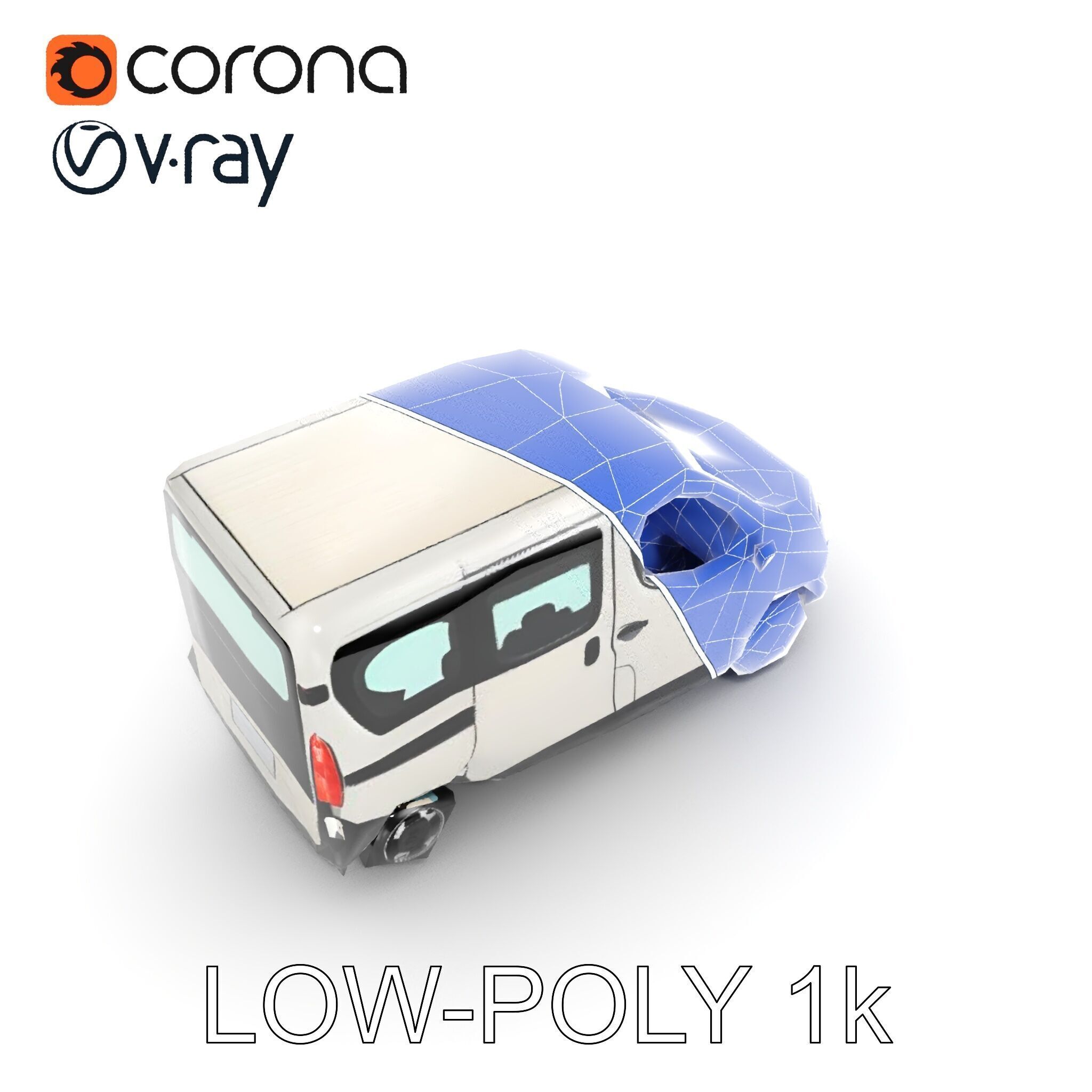 Detailed Urban Taxi Van Model Pack for Realistic Simulations Low-poly 3D model_20