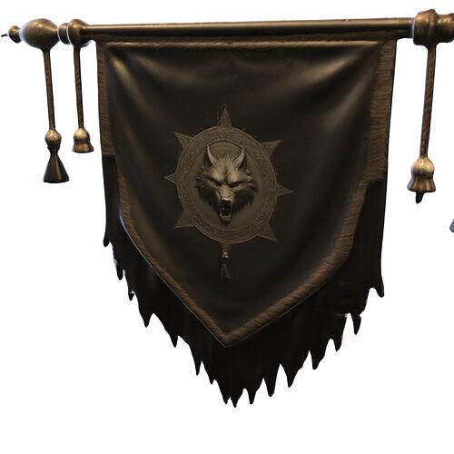 Wolf Crest Banner Low-poly 3D model