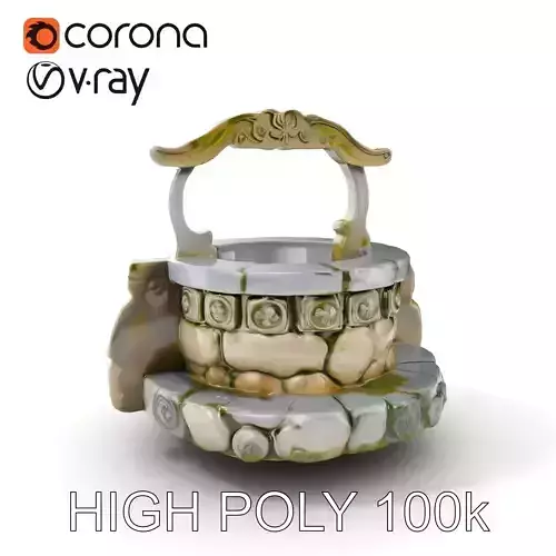 Medieval Stone Wishing Well Model Pack Low-poly 3D model