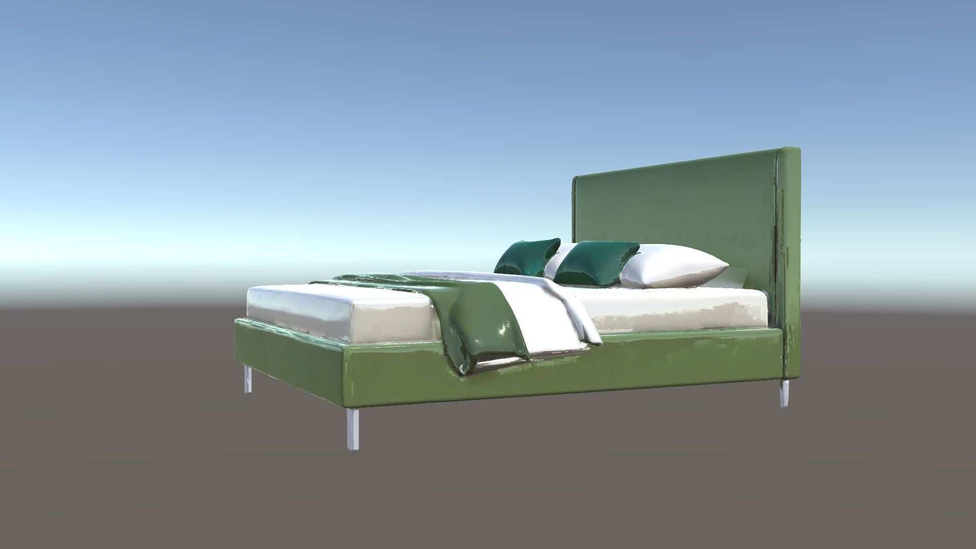 Contemporary Upholstered Bed D Model Pack Low-poly 3D model_34