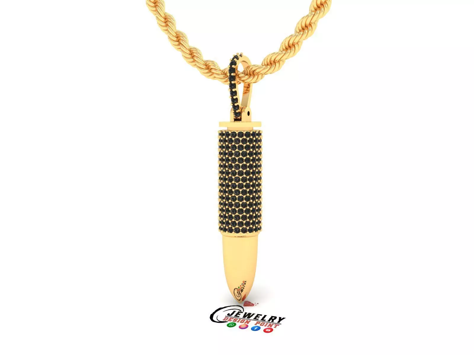 Custom Bullet Gun Diamond  Pendant - Bullet Ash Pendnat  3D print model_0