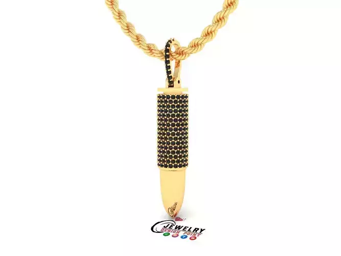 Custom Bullet Gun Diamond  Pendant - Bullet Ash Pendnat 