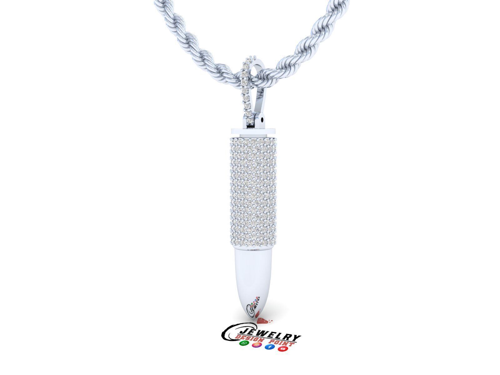 Custom Bullet Gun Diamond  Pendant - Bullet Ash Pendnat  3D print model_3