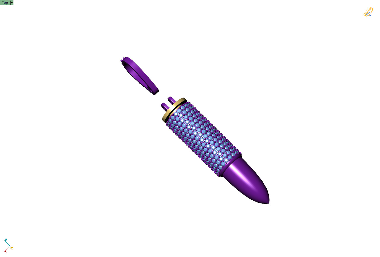 Custom Bullet Gun Diamond  Pendant - Bullet Ash Pendnat  3D print model_13