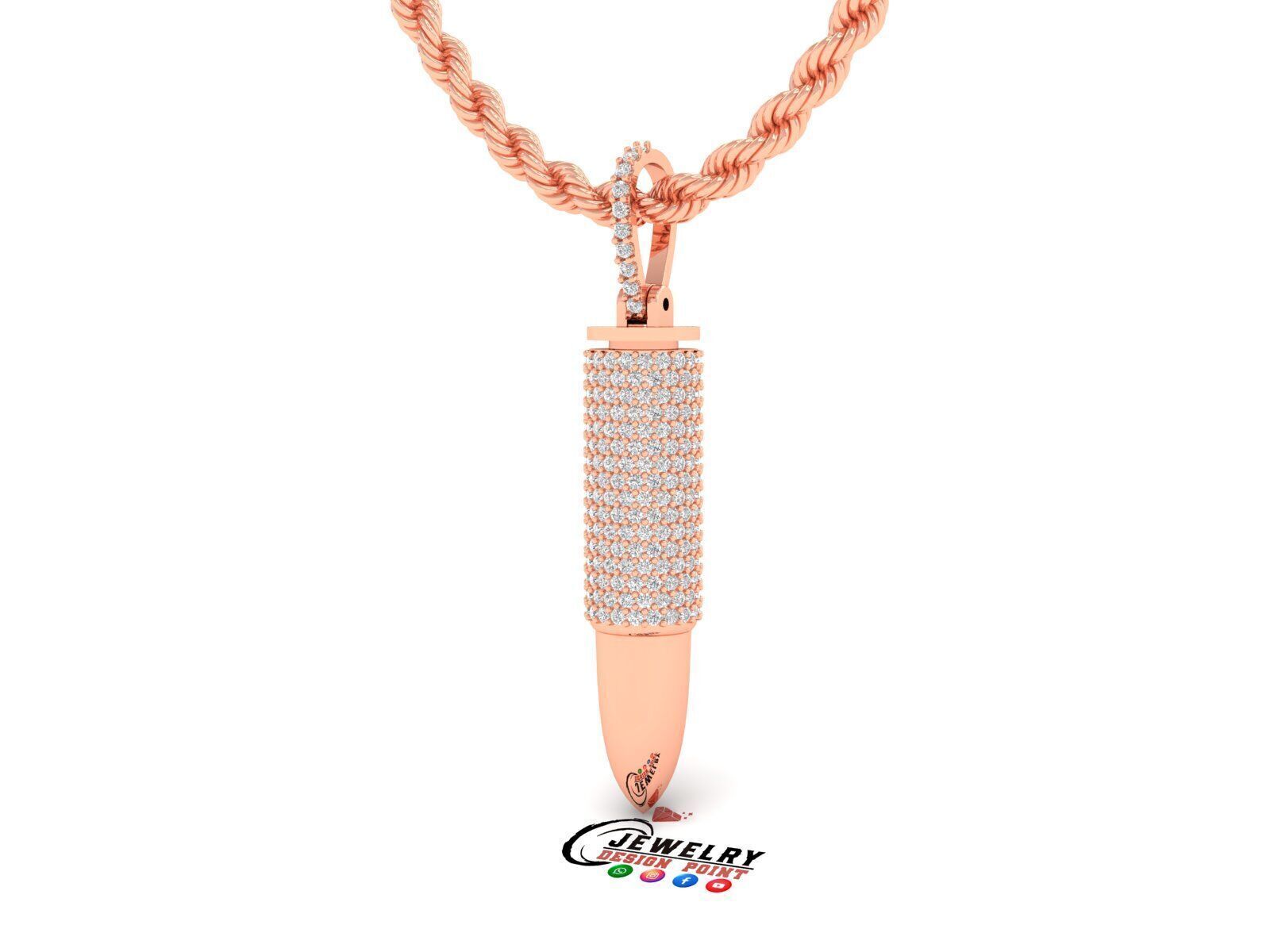 Custom Bullet Gun Diamond  Pendant - Bullet Ash Pendnat  3D print model_2