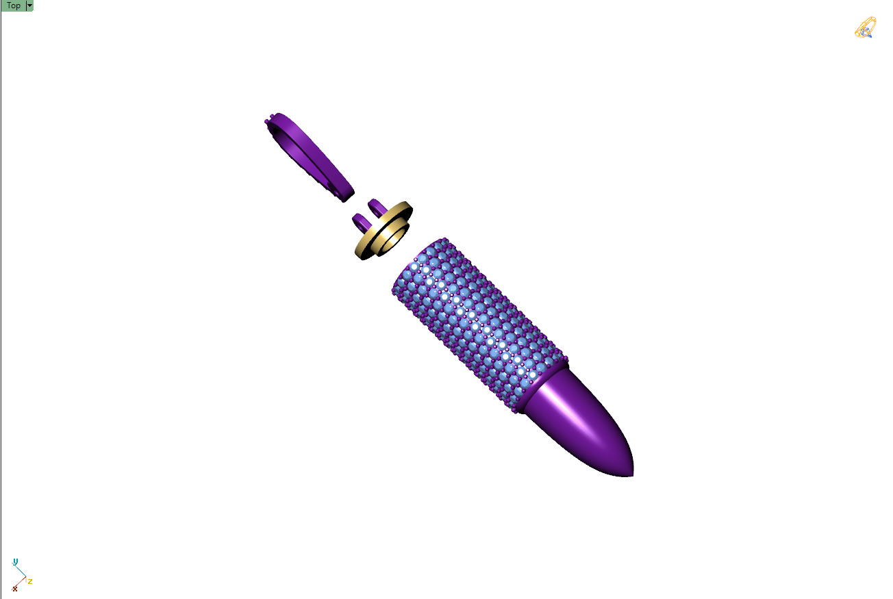 Custom Bullet Gun Diamond  Pendant - Bullet Ash Pendnat  3D print model_14