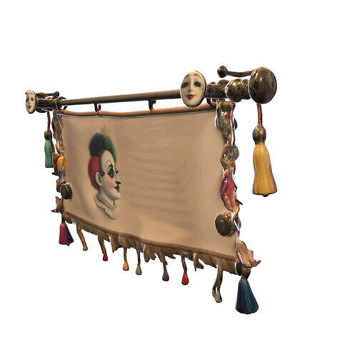 Carnival Jester Banner Low-poly 3D model
