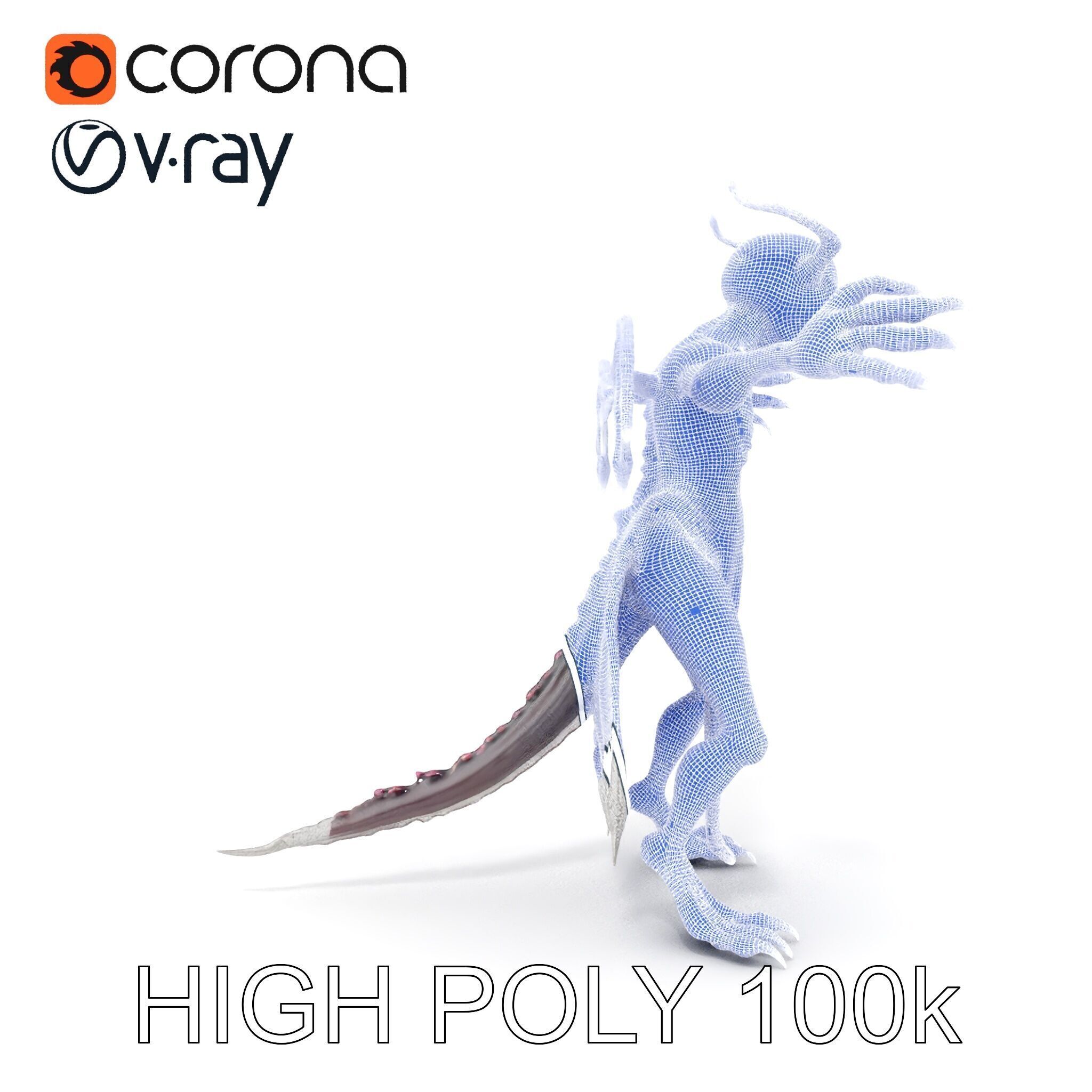 Demonic Creature Rigged and Animated D Model Low-poly 3D model_33