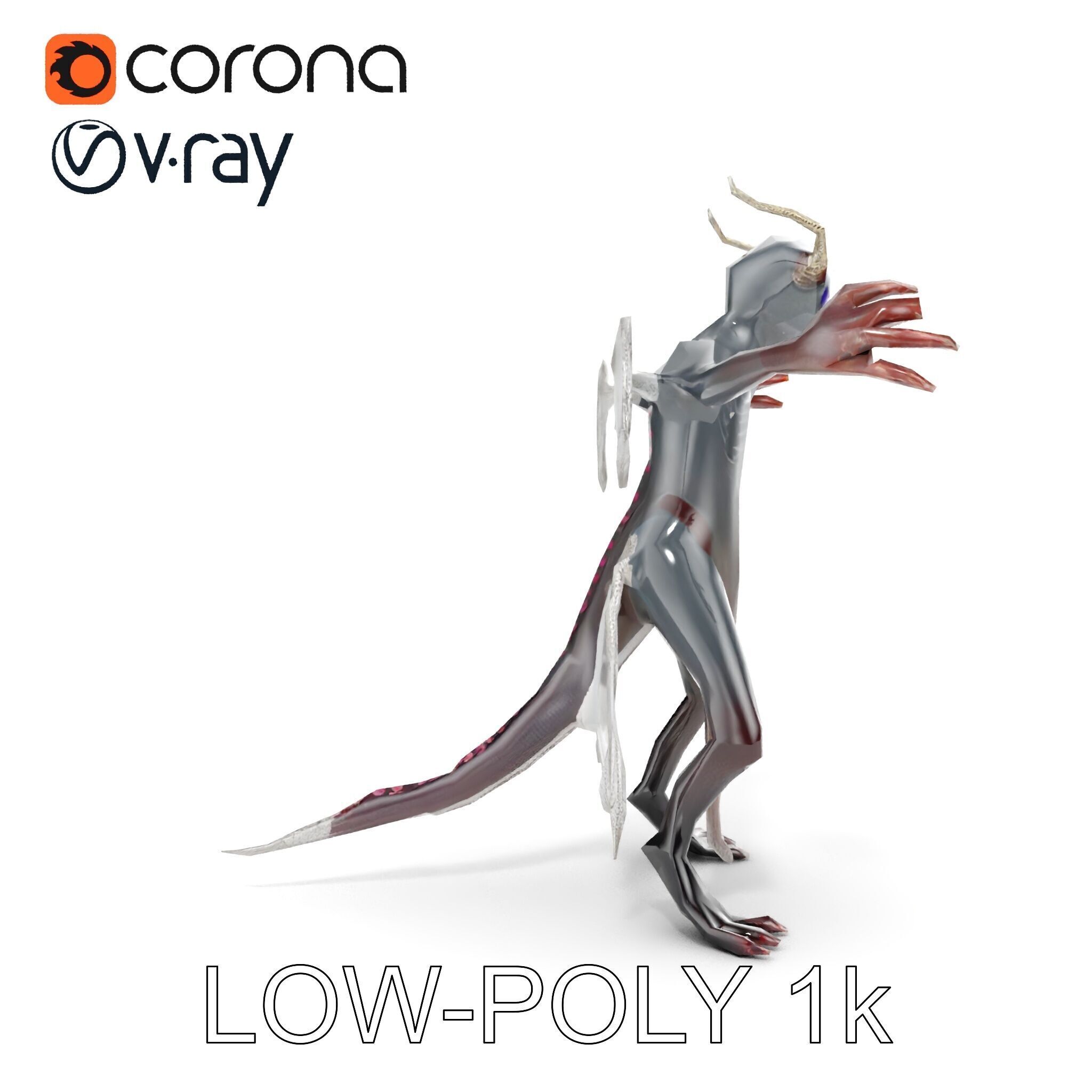 Demonic Creature Rigged and Animated D Model Low-poly 3D model_20