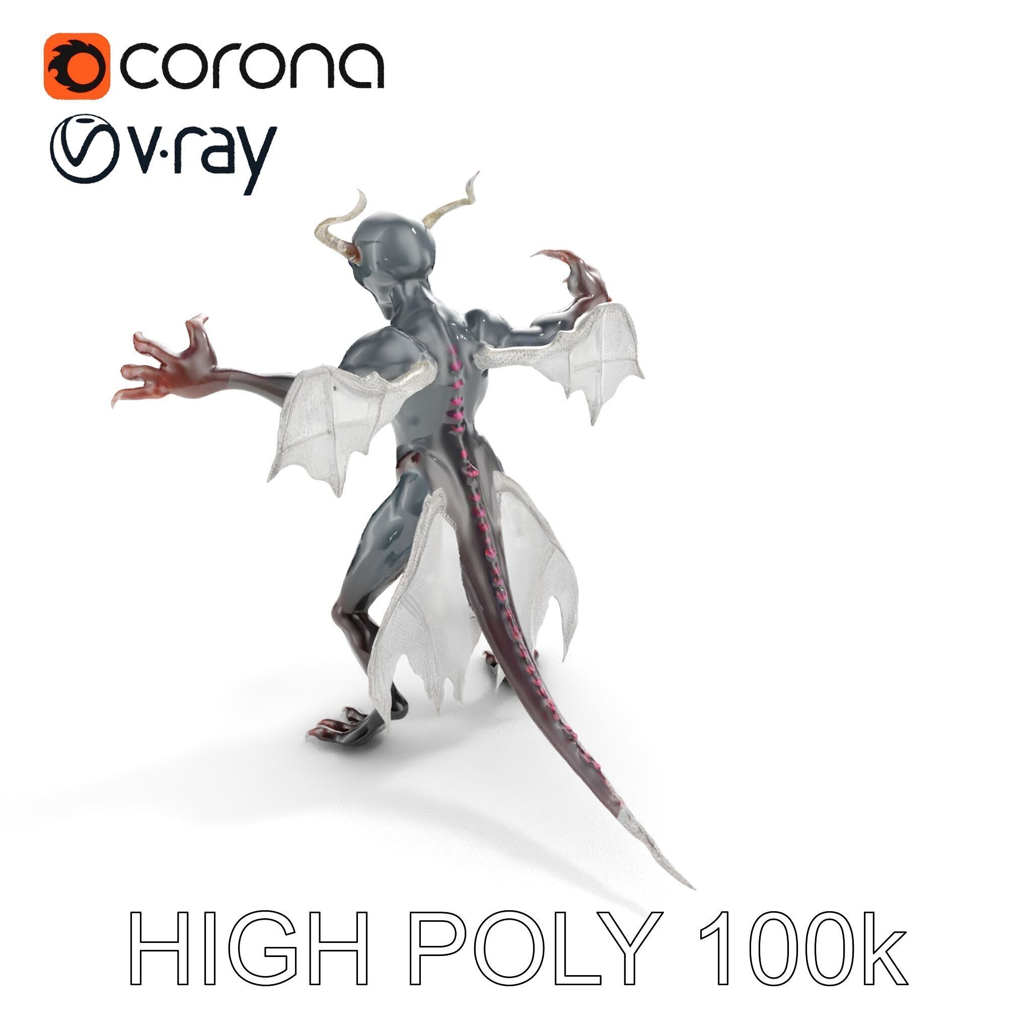 Demonic Creature Rigged and Animated D Model Low-poly 3D model_18