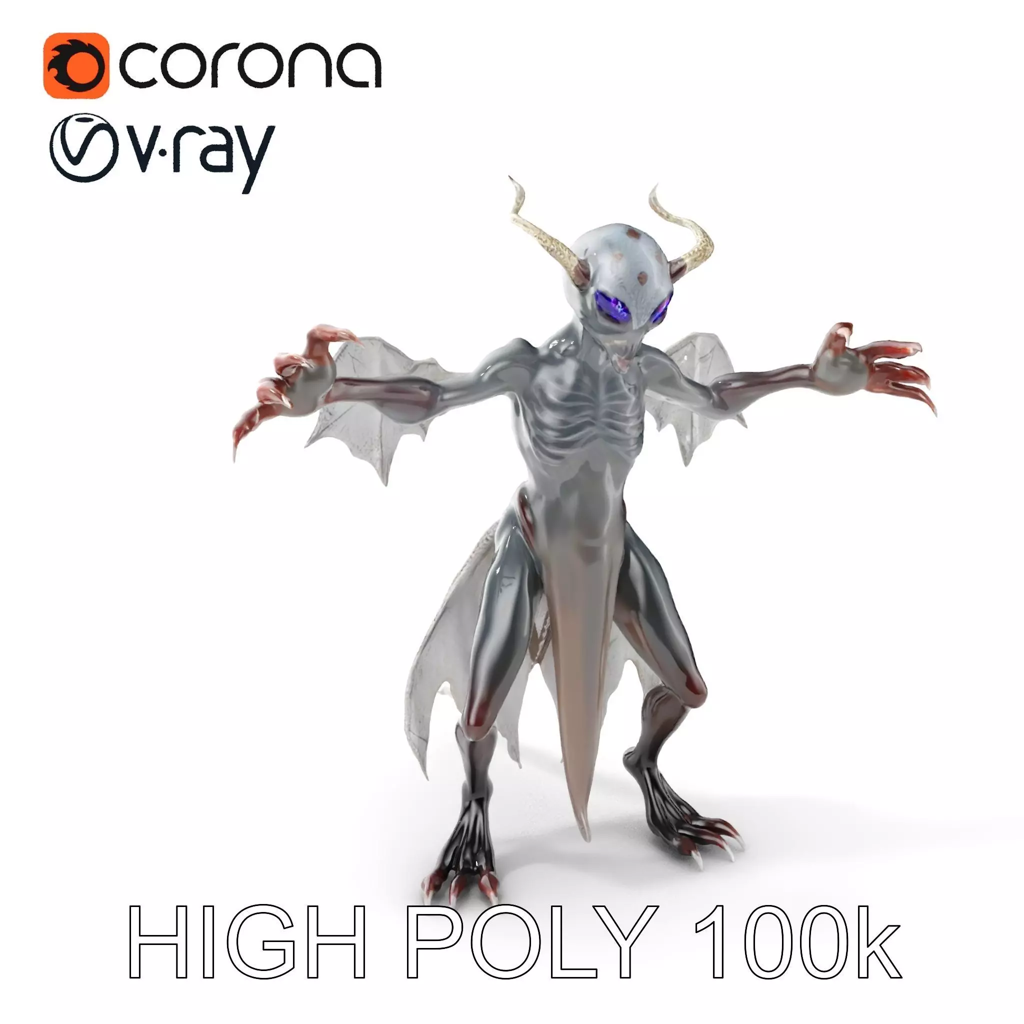 Demonic Creature Rigged and Animated D Model Low-poly 3D model_0