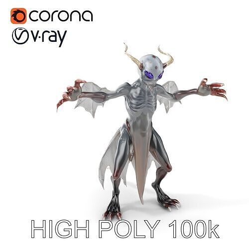 Demonic Creature Rigged and Animated D Model Low-poly 3D model