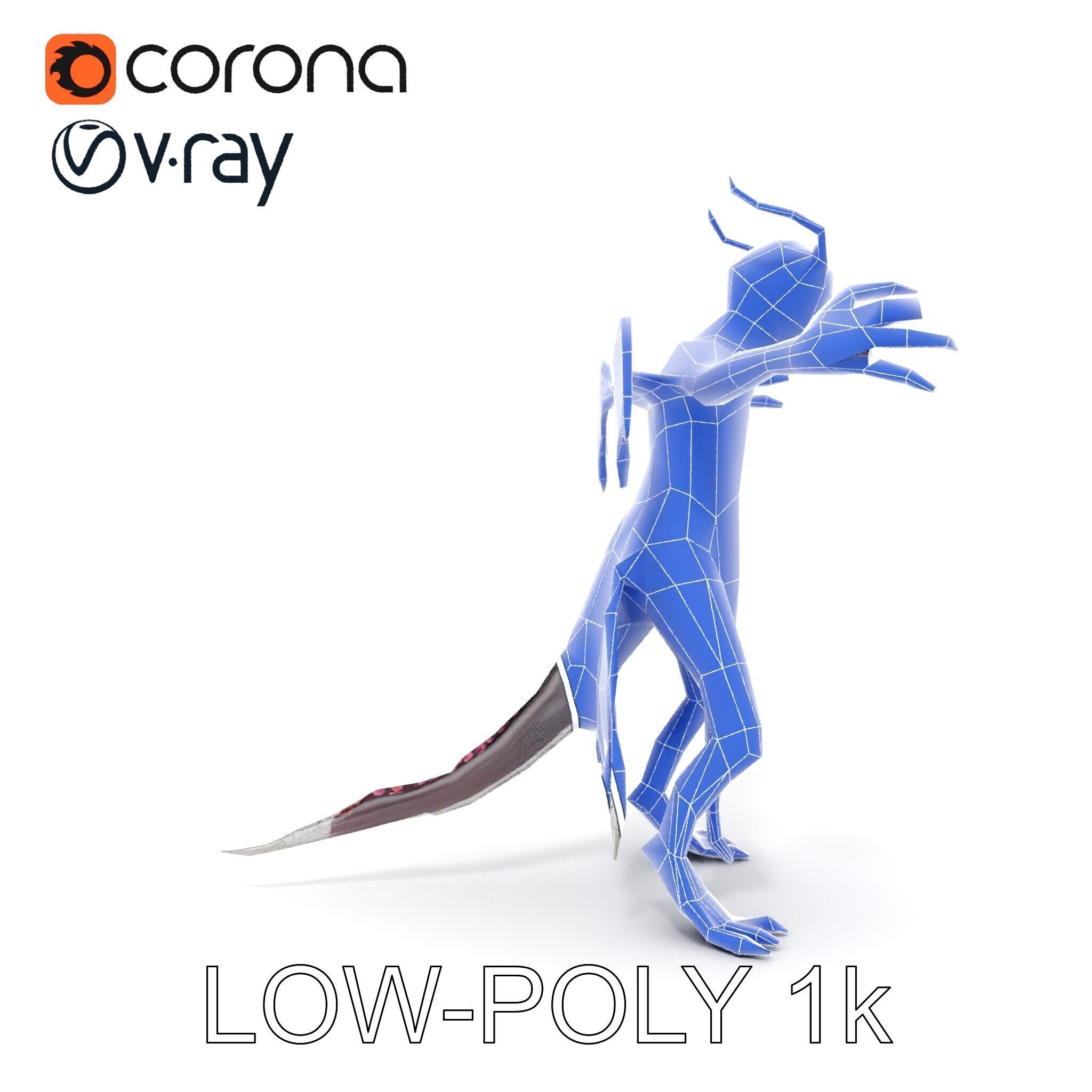 Demonic Creature Rigged and Animated D Model Low-poly 3D model_17