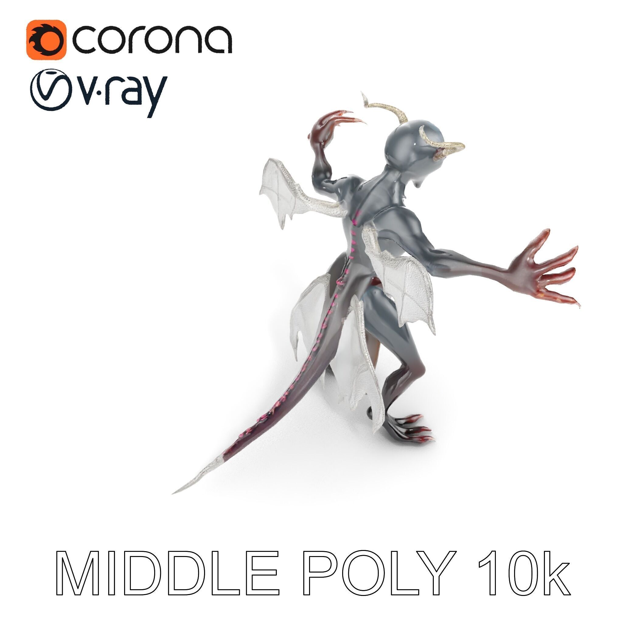 Demonic Creature Rigged and Animated D Model Low-poly 3D model_16