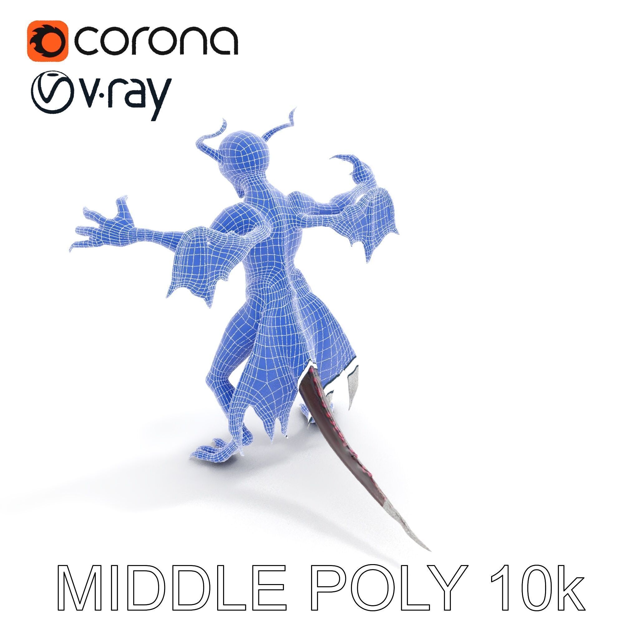 Demonic Creature Rigged and Animated D Model Low-poly 3D model_34