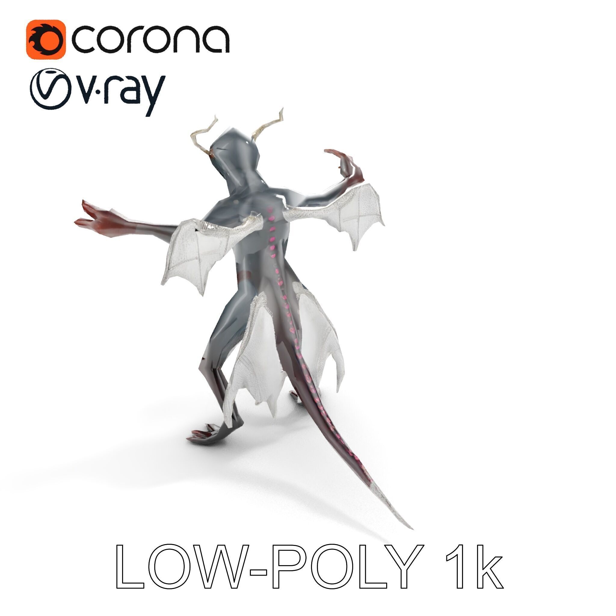 Demonic Creature Rigged and Animated D Model Low-poly 3D model_12