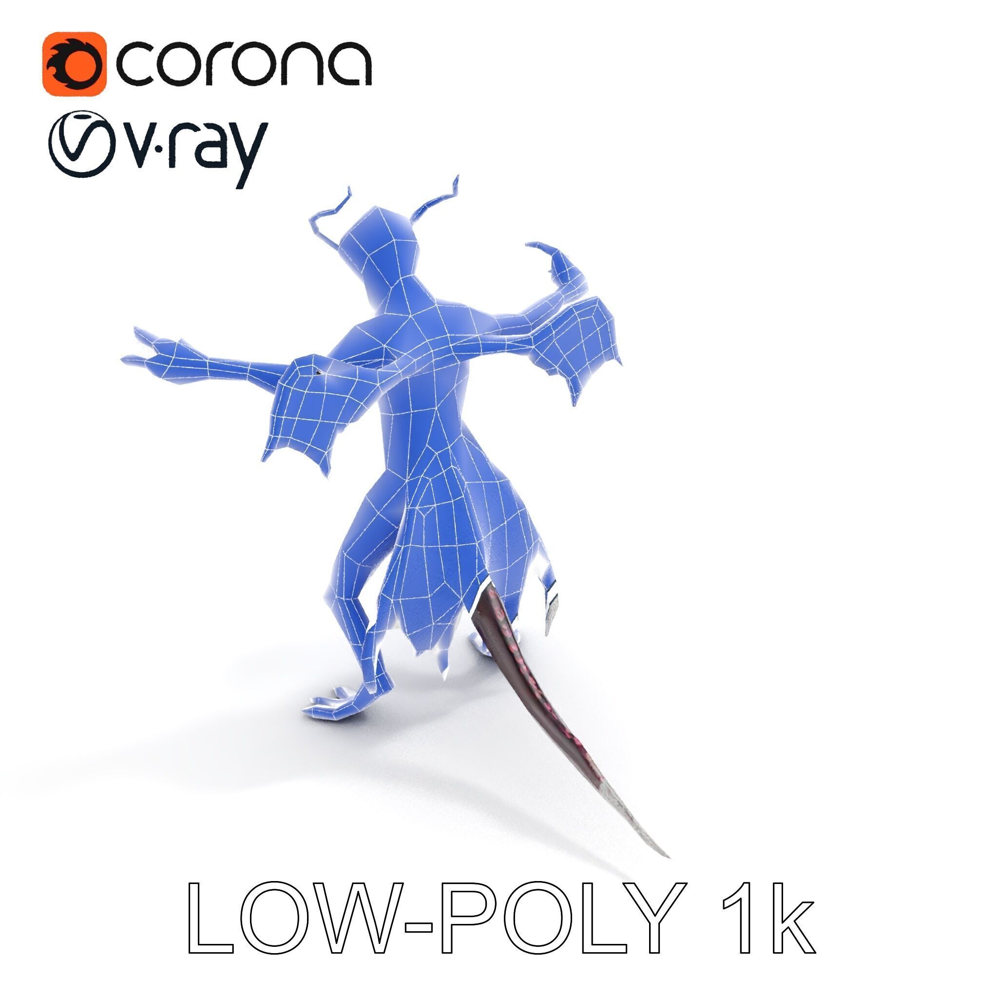 Demonic Creature Rigged and Animated D Model Low-poly 3D model_32