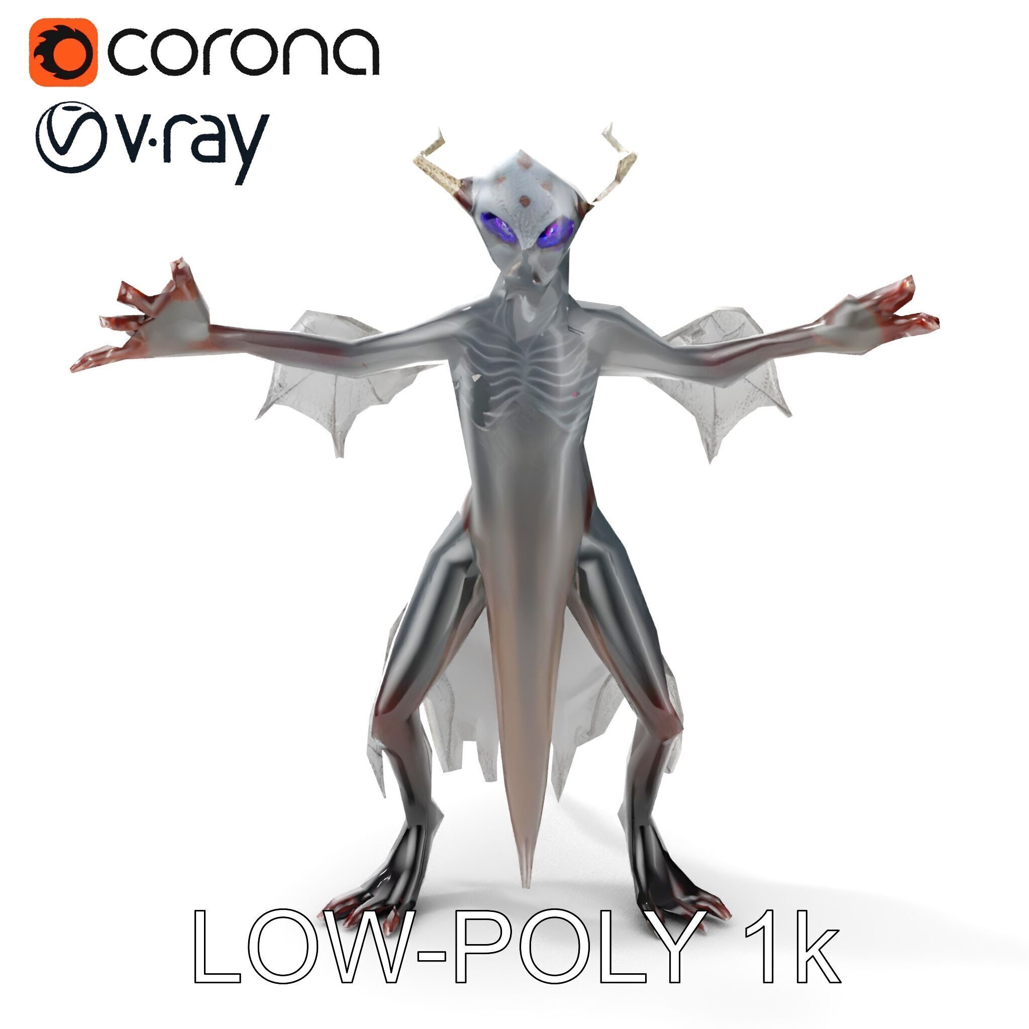Demonic Creature Rigged and Animated D Model Low-poly 3D model_23