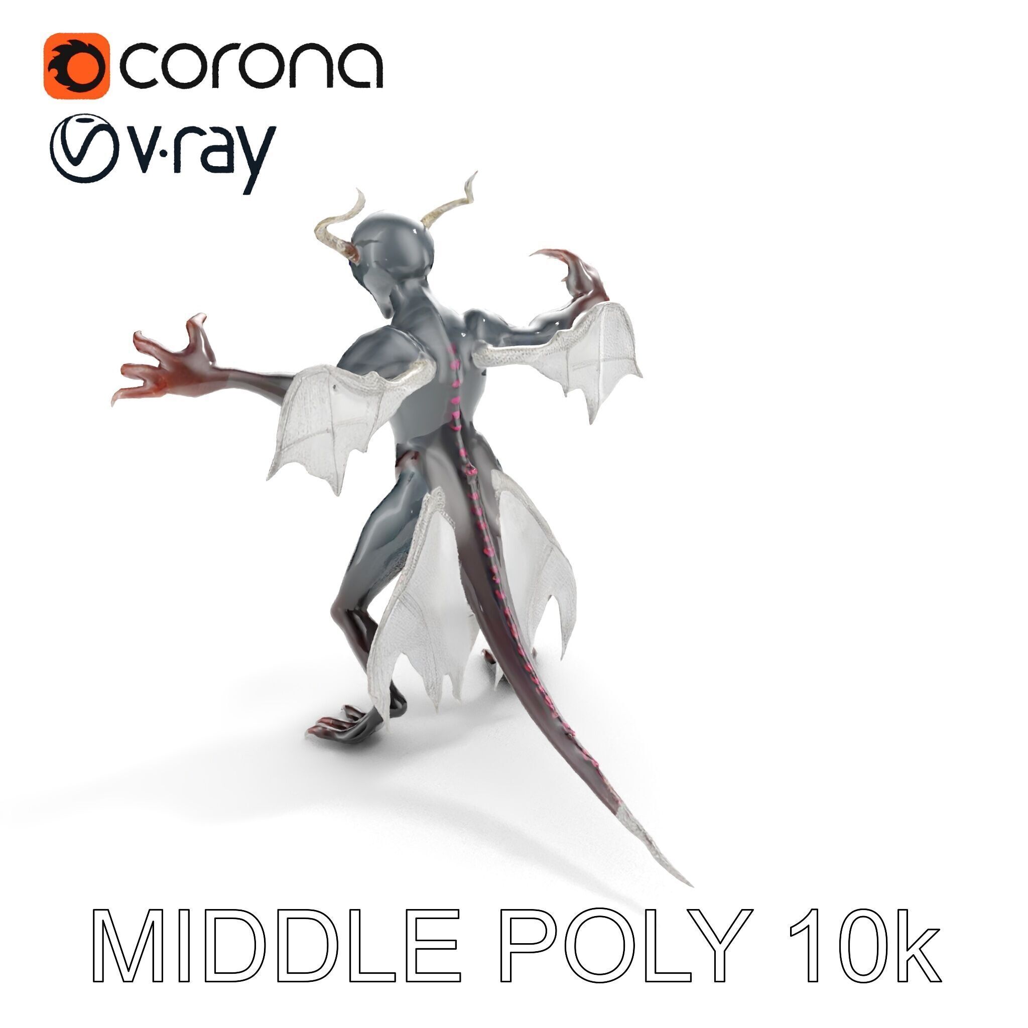 Demonic Creature Rigged and Animated D Model Low-poly 3D model_14
