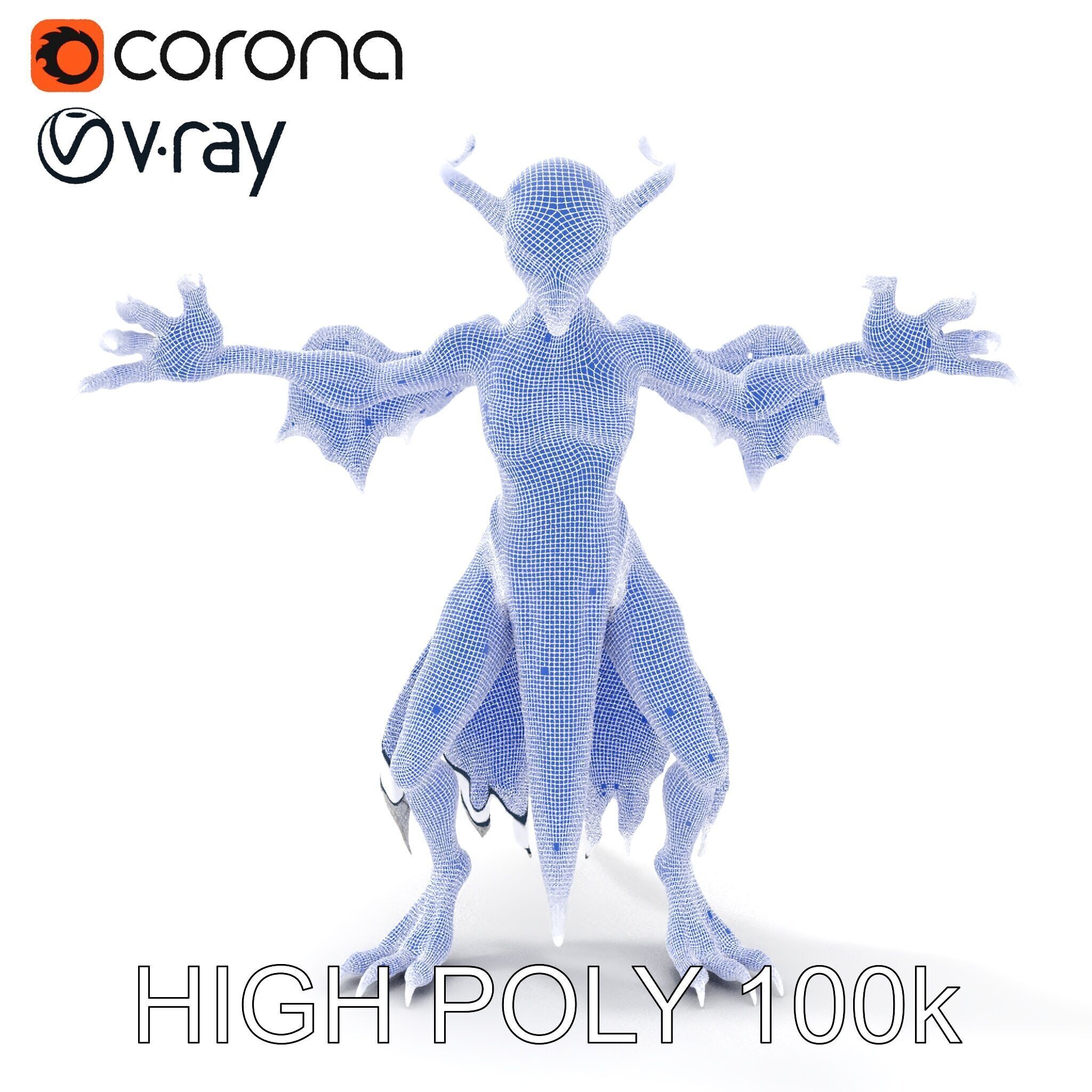 Demonic Creature Rigged and Animated D Model Low-poly 3D model_36