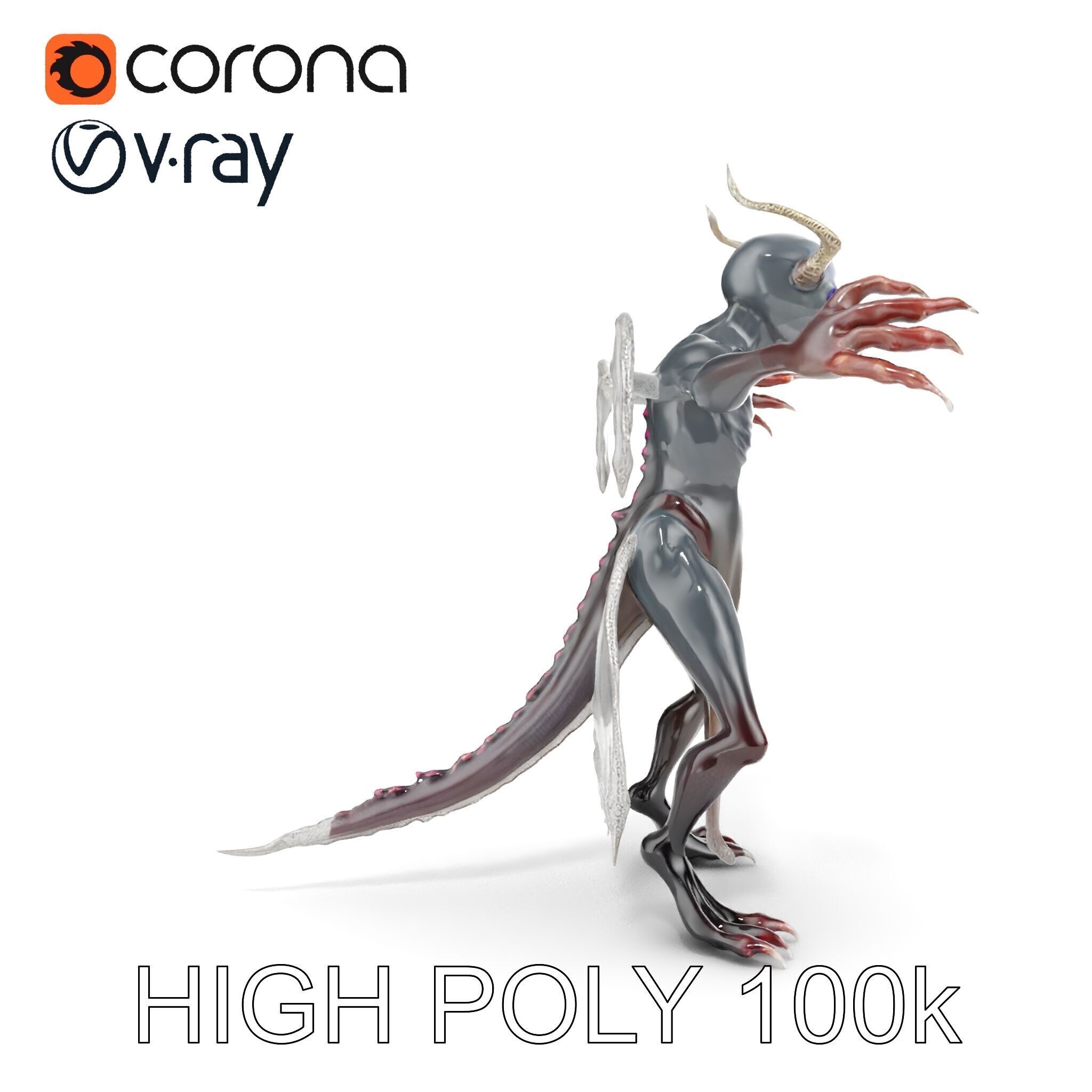 Demonic Creature Rigged and Animated D Model Low-poly 3D model_21