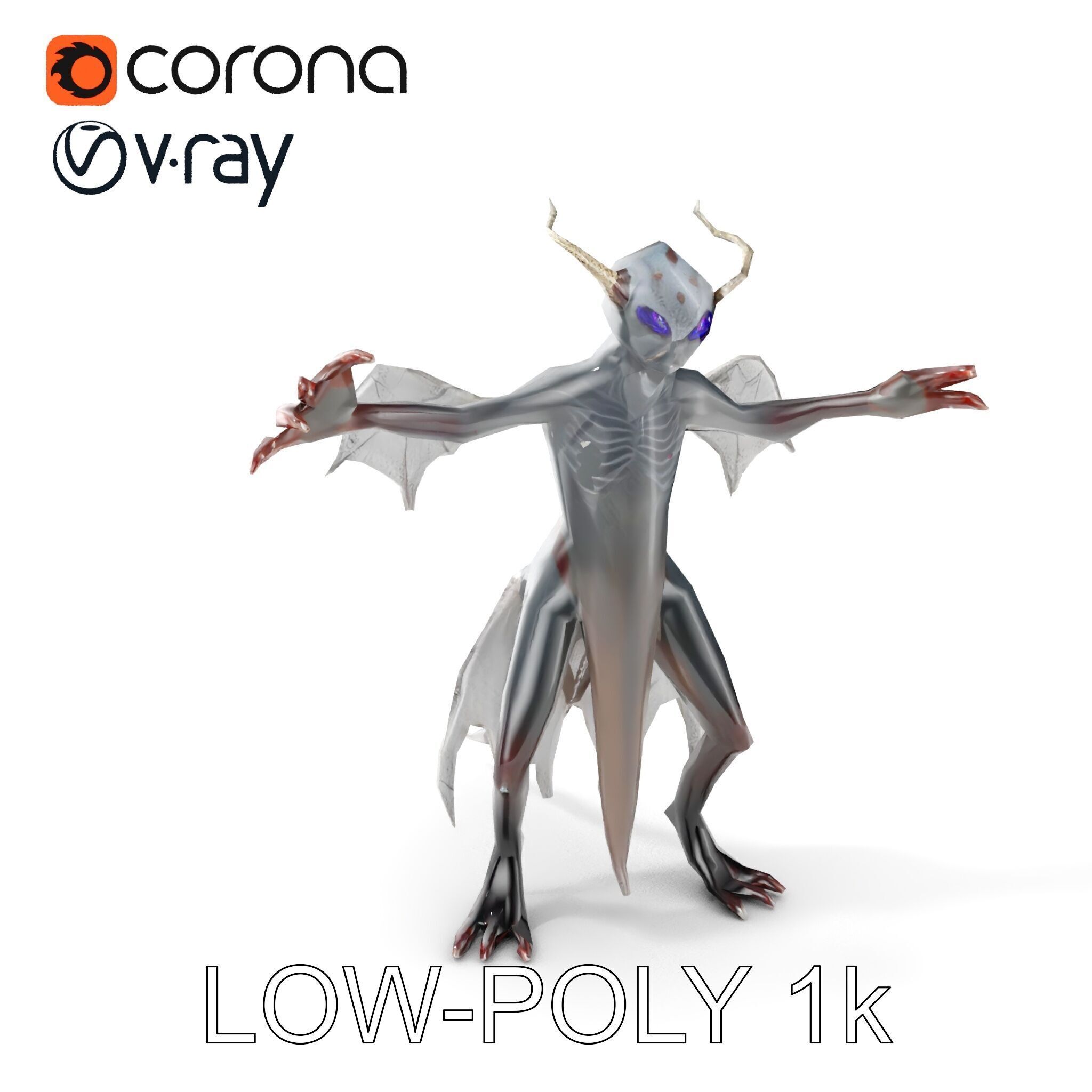 Demonic Creature Rigged and Animated D Model Low-poly 3D model_8