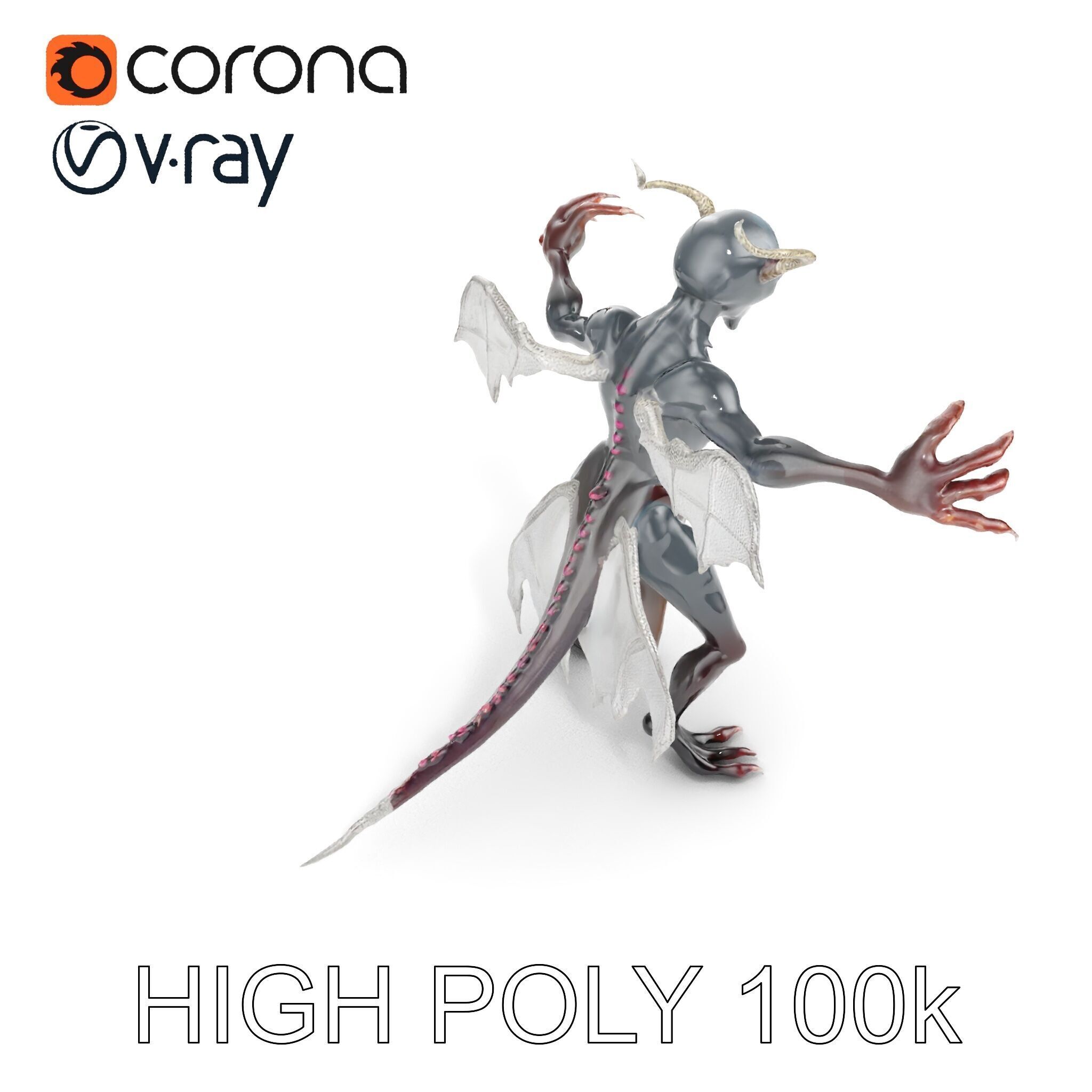 Demonic Creature Rigged and Animated D Model Low-poly 3D model_24