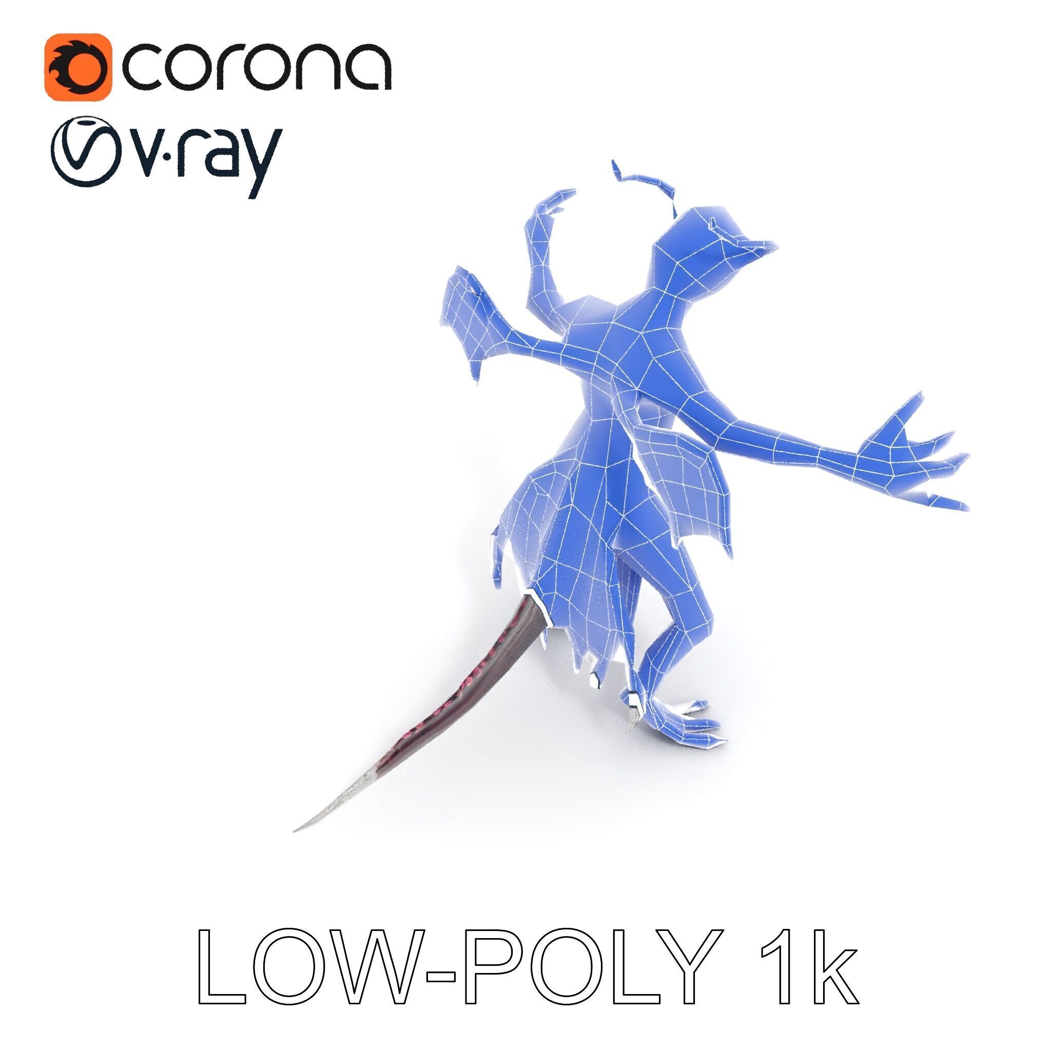 Demonic Creature Rigged and Animated D Model Low-poly 3D model_29