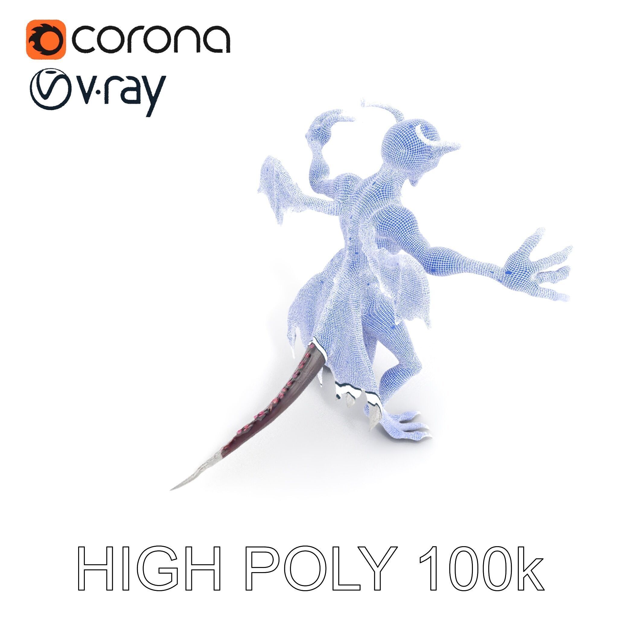 Demonic Creature Rigged and Animated D Model Low-poly 3D model_27