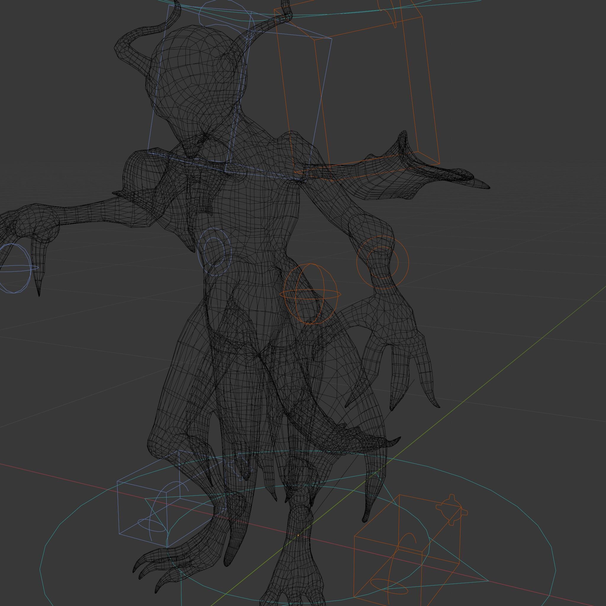 Demonic Creature Rigged and Animated D Model Low-poly 3D model_9