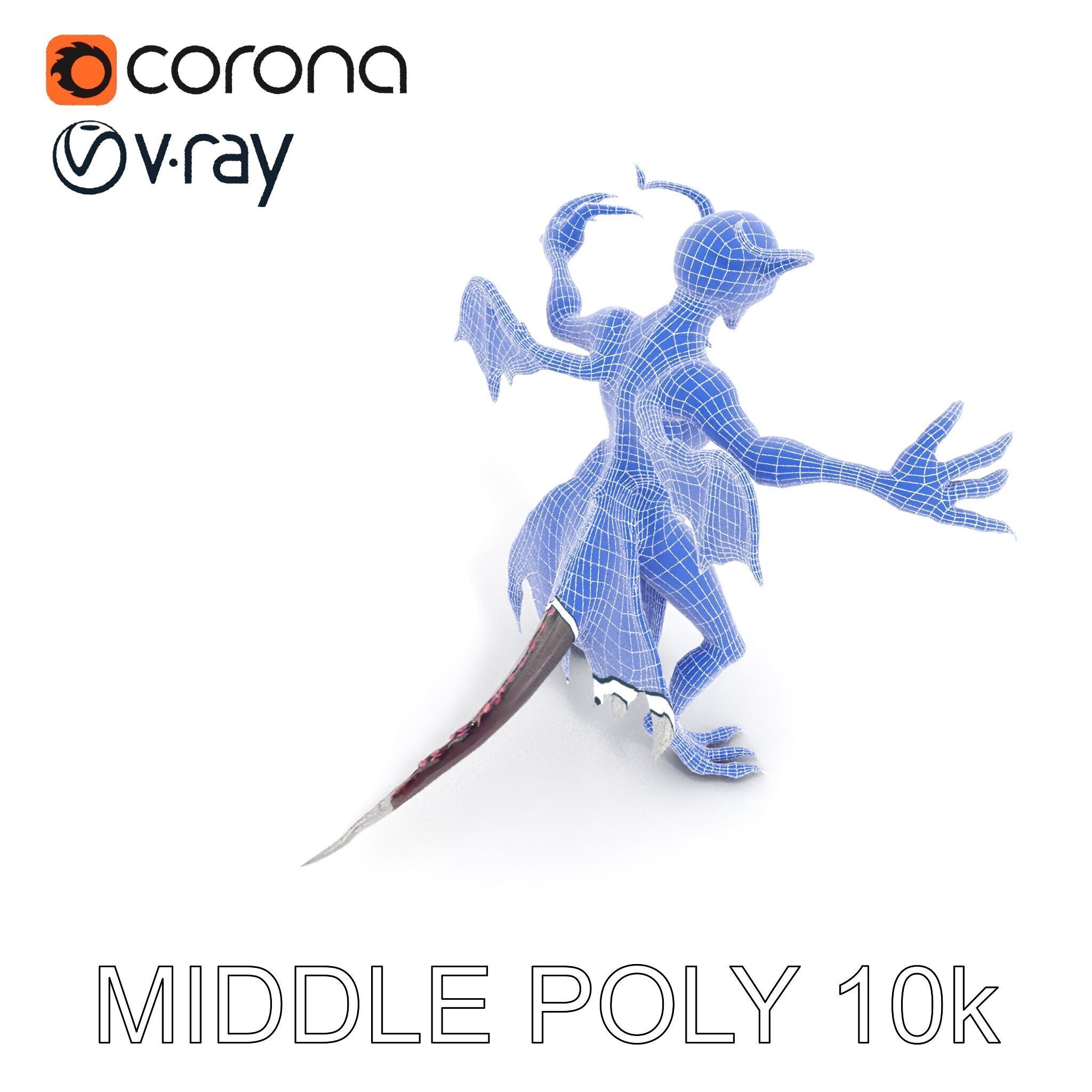 Demonic Creature Rigged and Animated D Model Low-poly 3D model_25