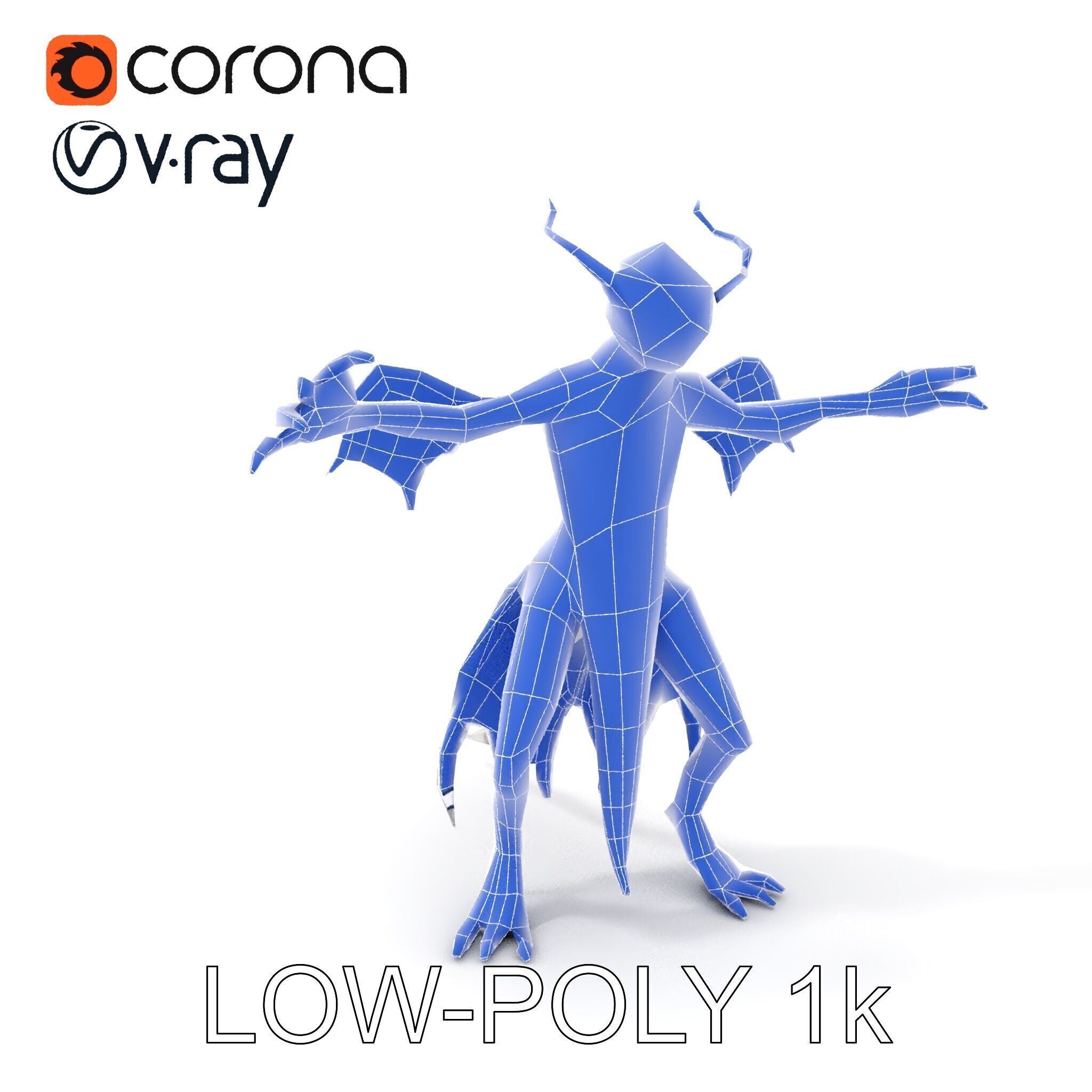 Demonic Creature Rigged and Animated D Model Low-poly 3D model_15