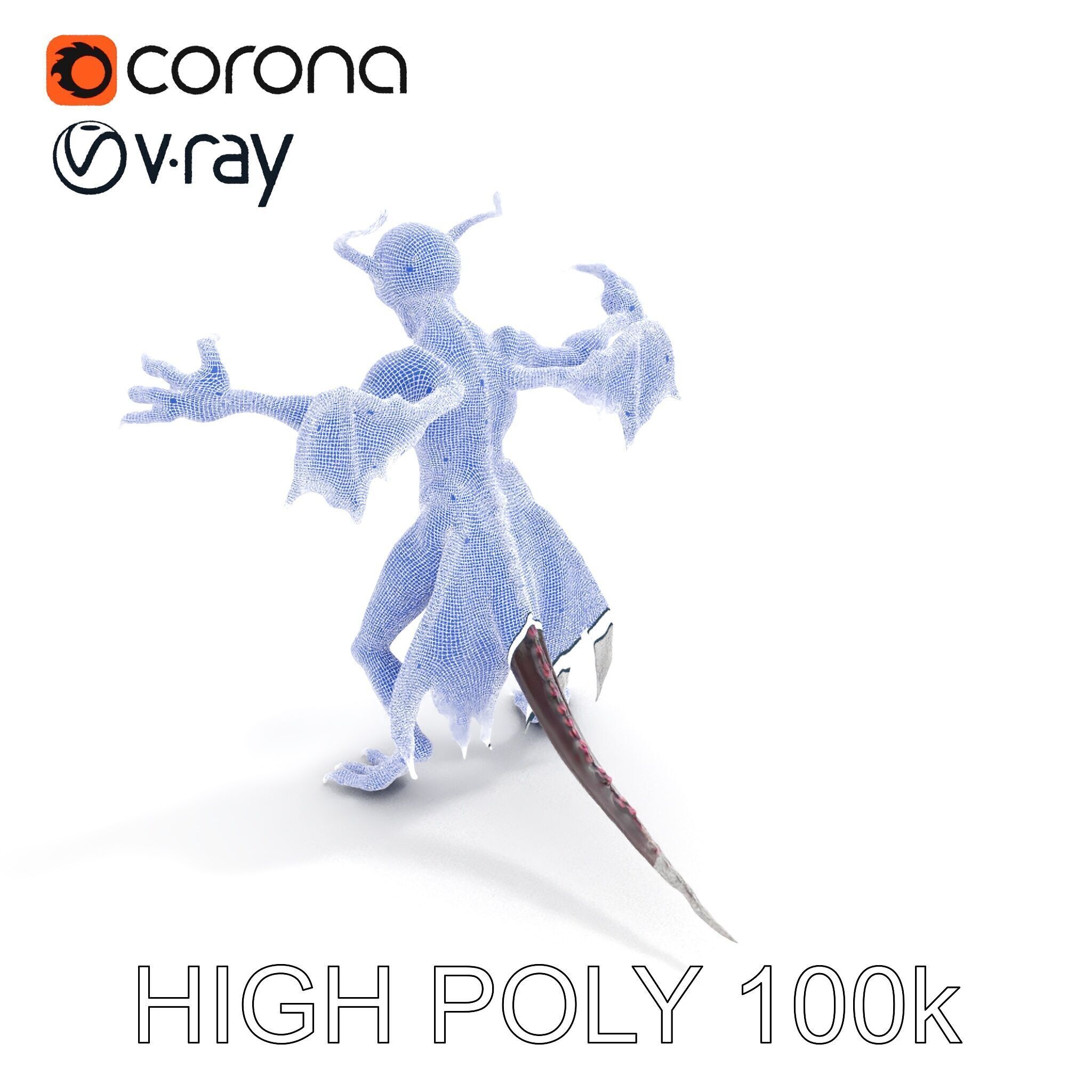 Demonic Creature Rigged and Animated D Model Low-poly 3D model_30