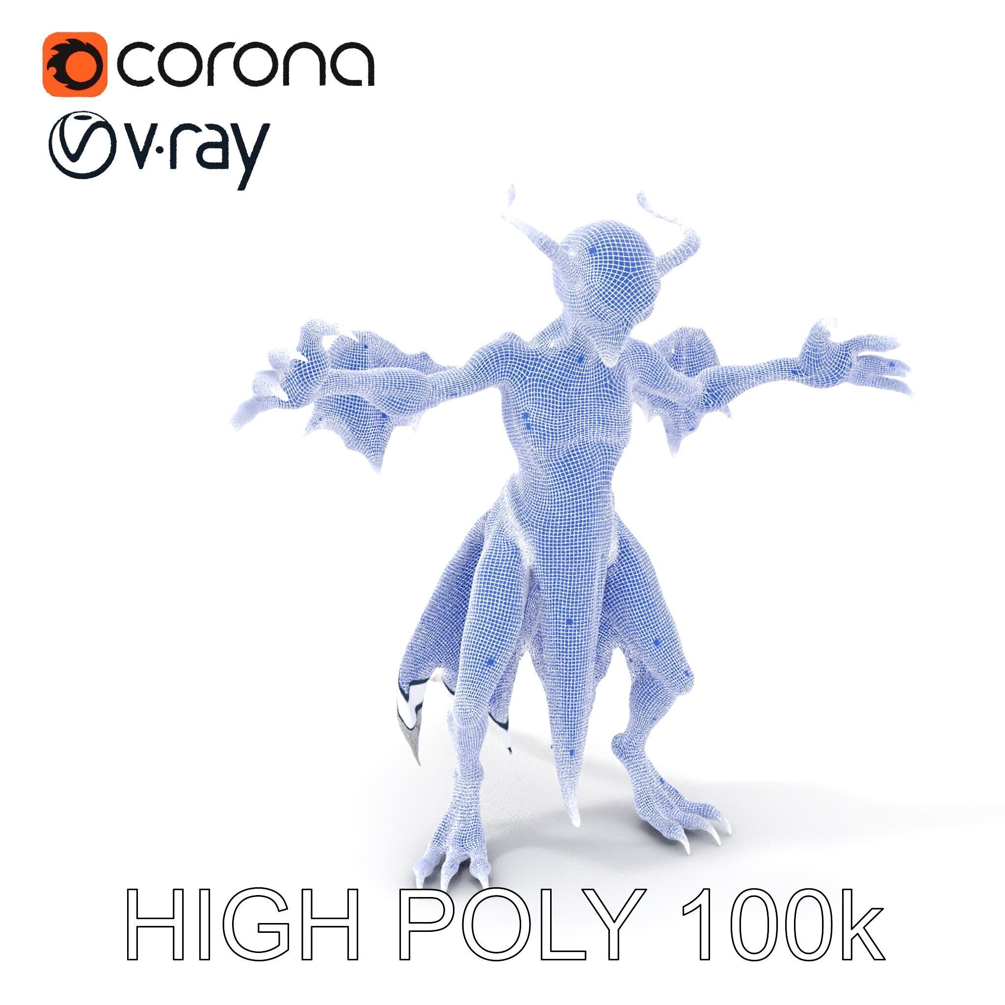 Demonic Creature Rigged and Animated D Model Low-poly 3D model_5