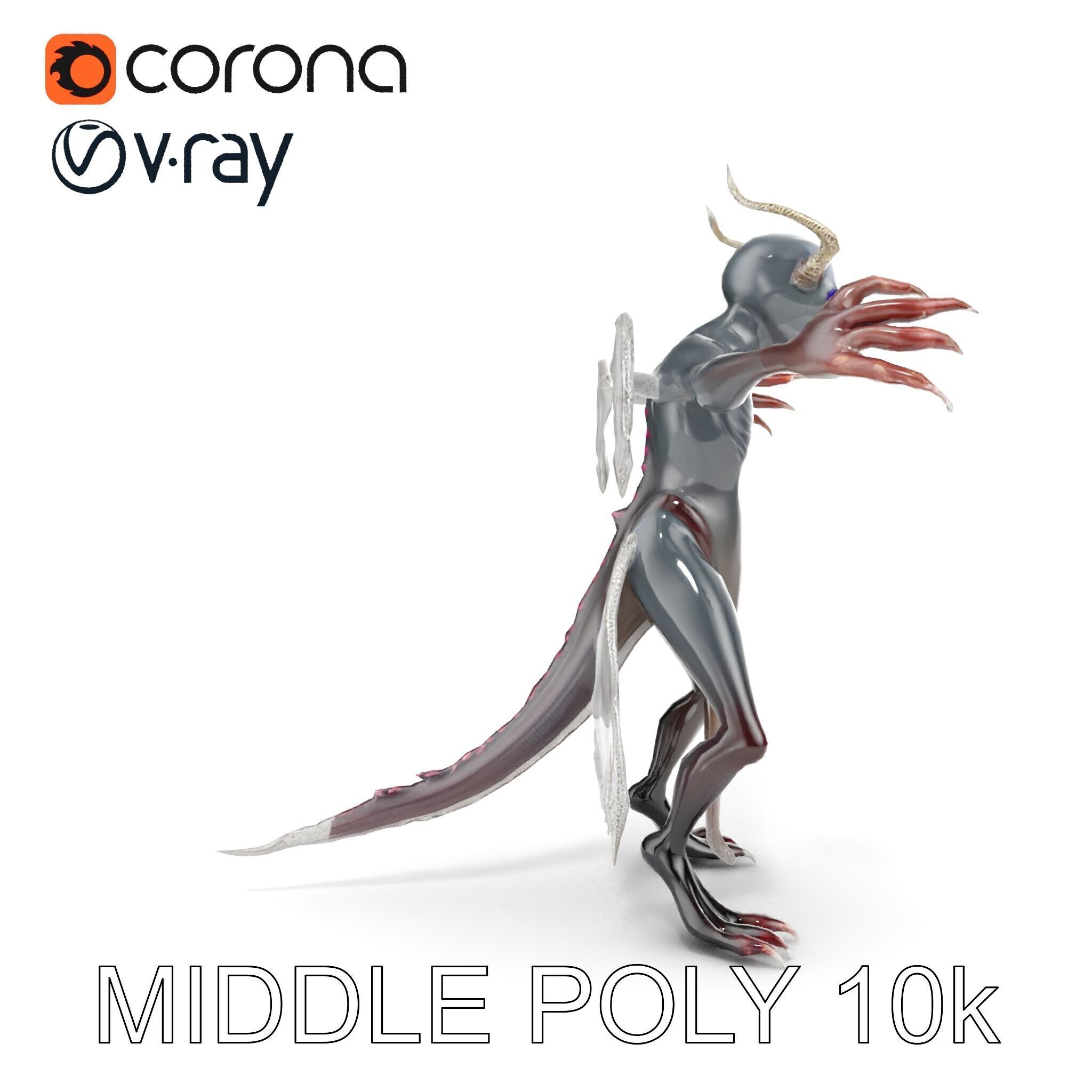 Demonic Creature Rigged and Animated D Model Low-poly 3D model_19