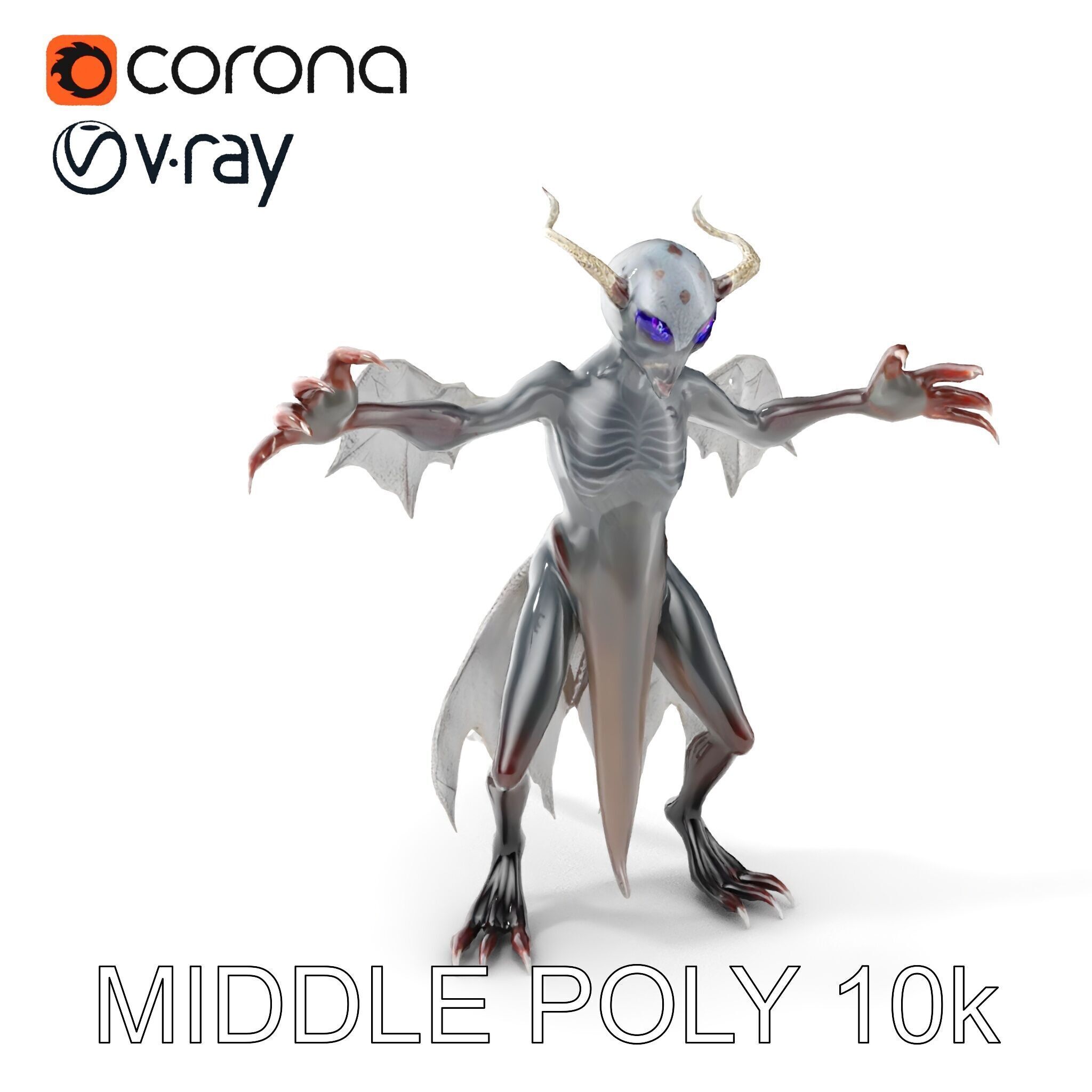 Demonic Creature Rigged and Animated D Model Low-poly 3D model_11