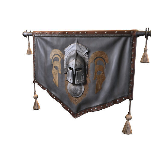 Spartan Honor Banner  Ancient Warrior  Low-poly 3D model