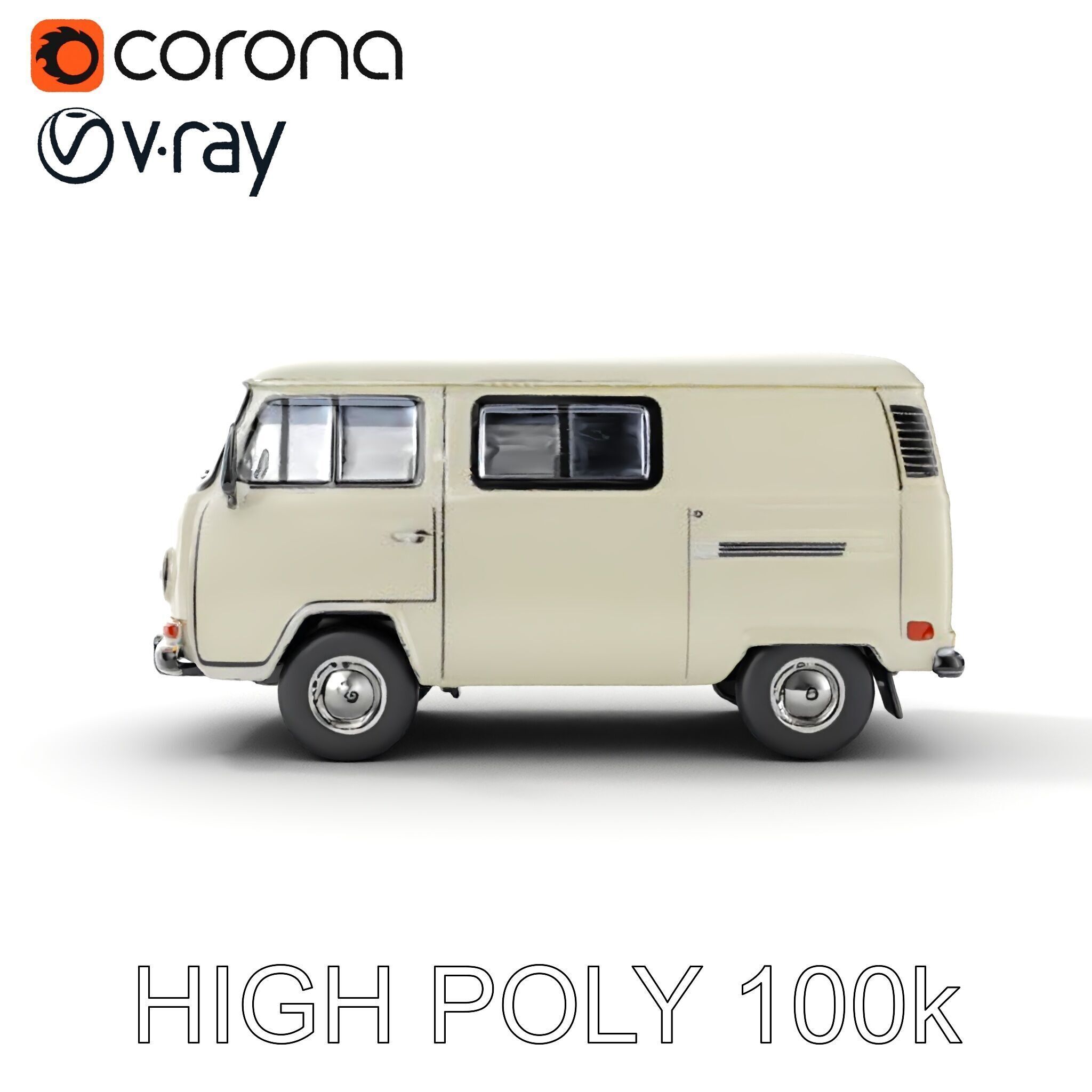 Classic Camper Van D Model Pack Low-poly 3D model_25