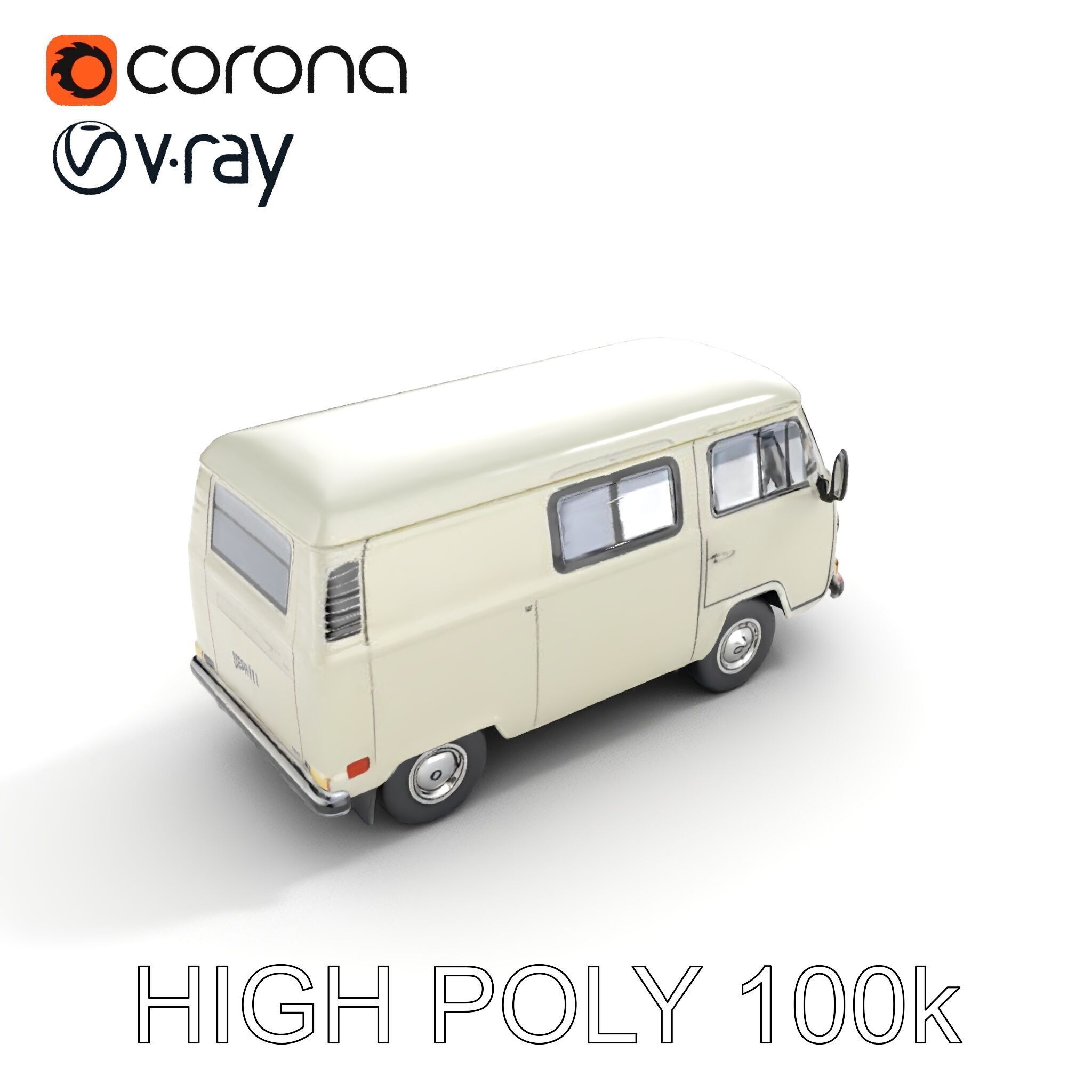 Classic Camper Van D Model Pack Low-poly 3D model_13