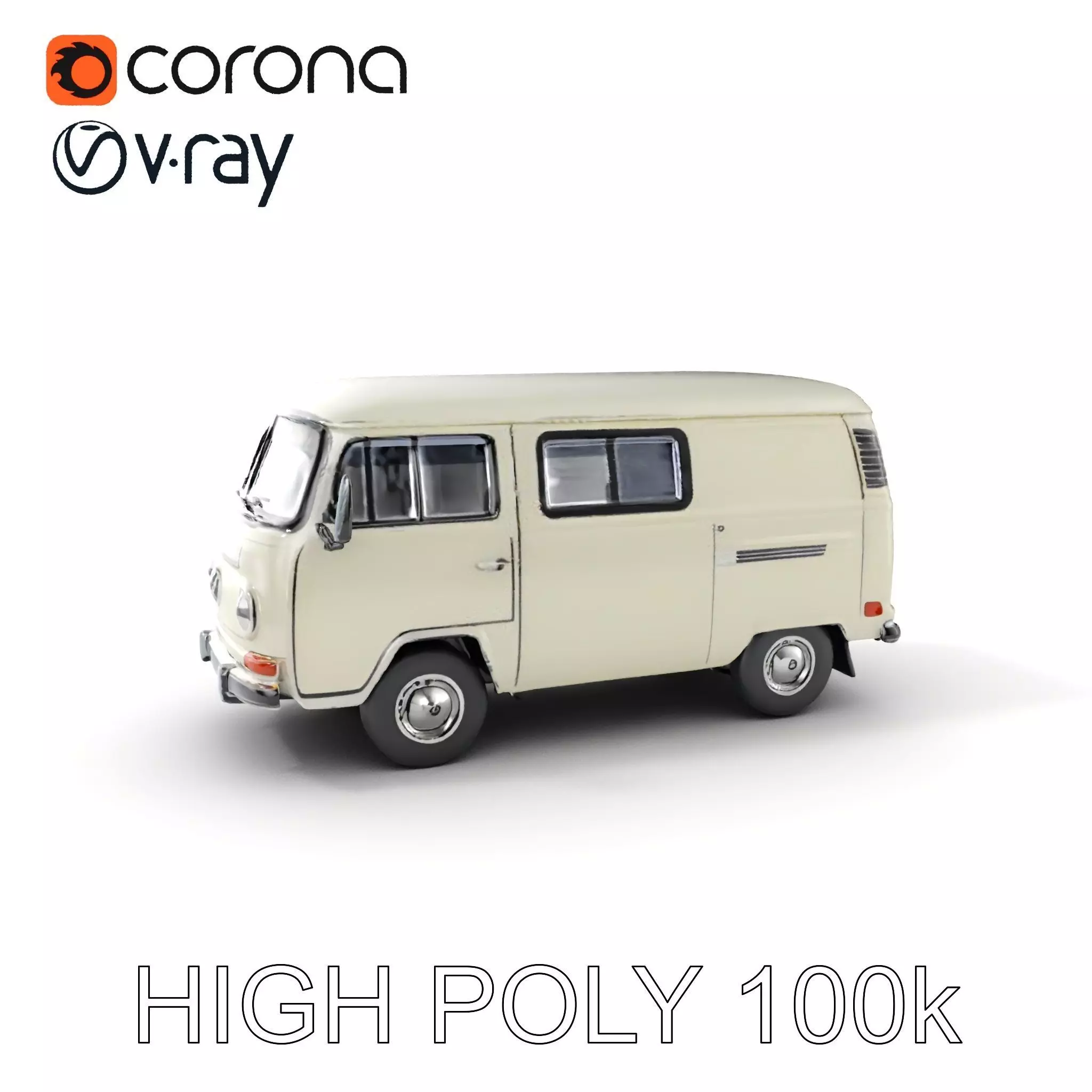 Classic Camper Van D Model Pack Low-poly 3D model_0