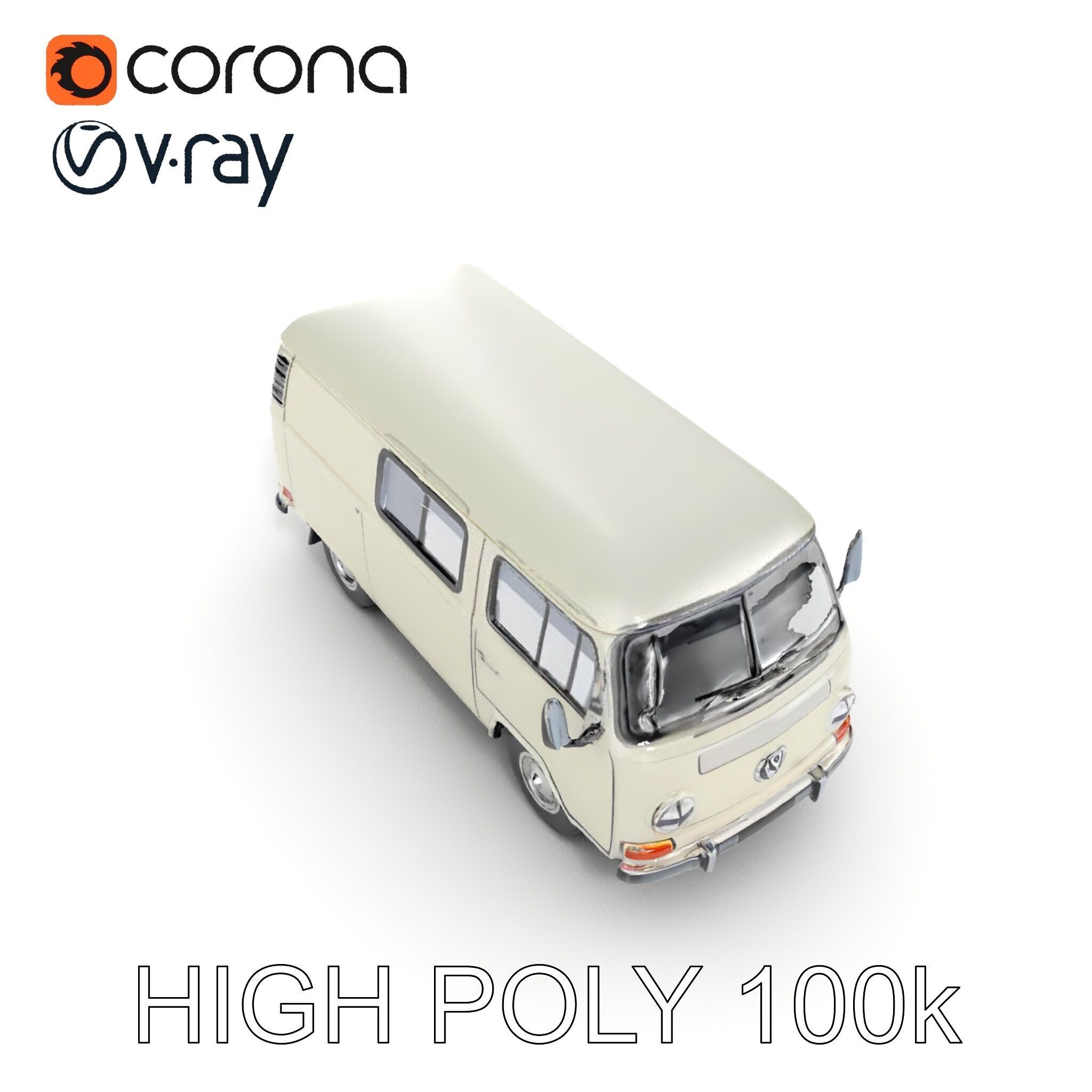 Classic Camper Van D Model Pack Low-poly 3D model_17