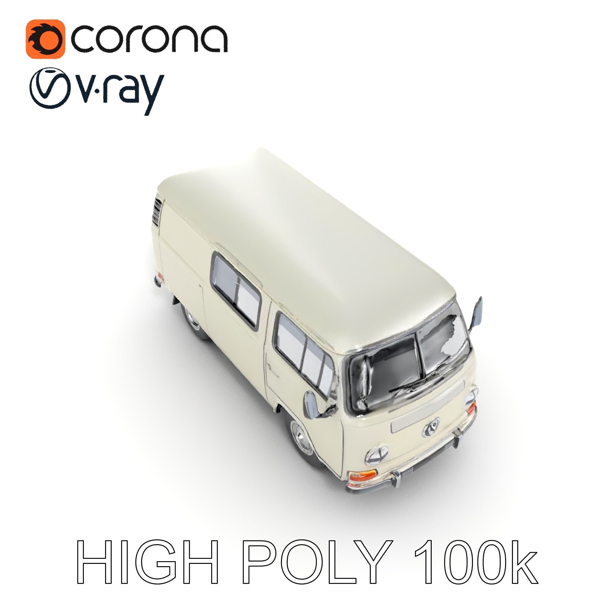 Classic Camper Van D Model Pack Low-poly 3D model_15