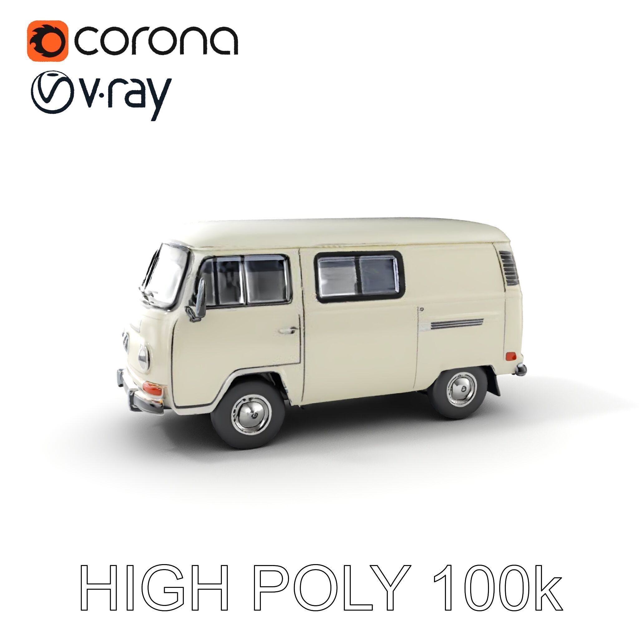 Classic Camper Van D Model Pack Low-poly 3D model_9