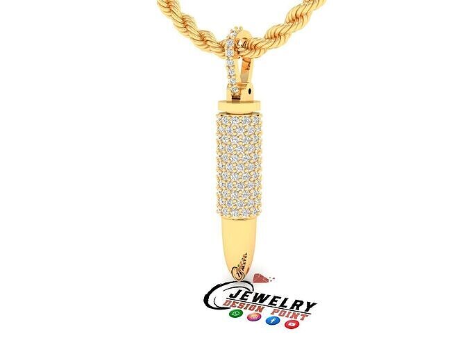 Custom Gun Bullet Diamond Pendant - Bullet Ash Pendnat  3D print model