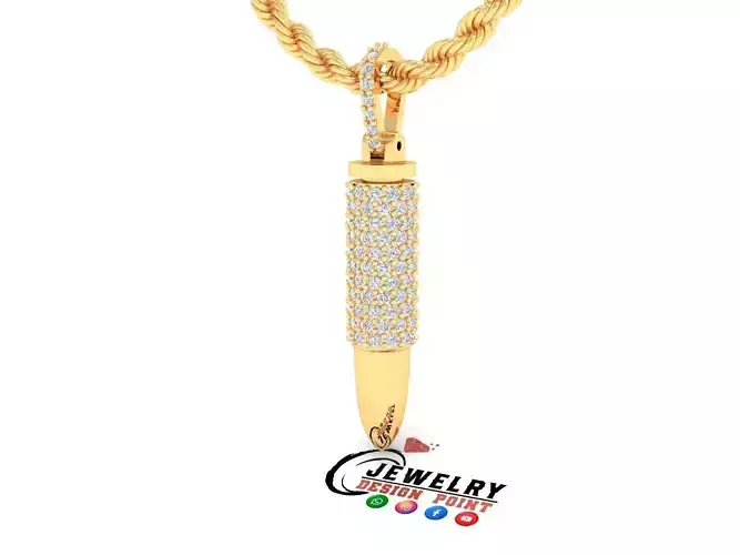 Custom Gun Bullet Diamond Pendant - Bullet Ash Pendnat 