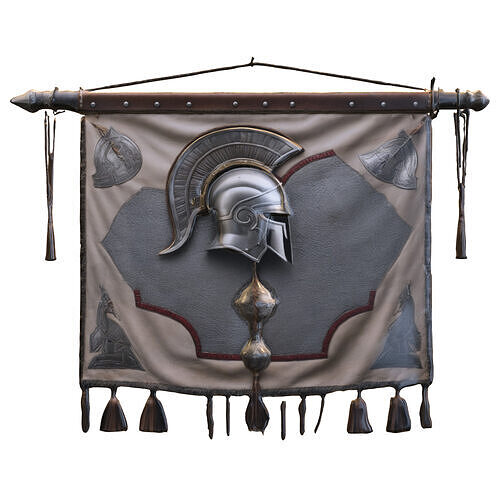 Roman Legion War Banner  Ancient Spartan Flag  Low-poly 3D model
