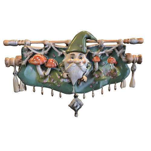 Fantasy Gnome Wall Banner Low-poly 3D model